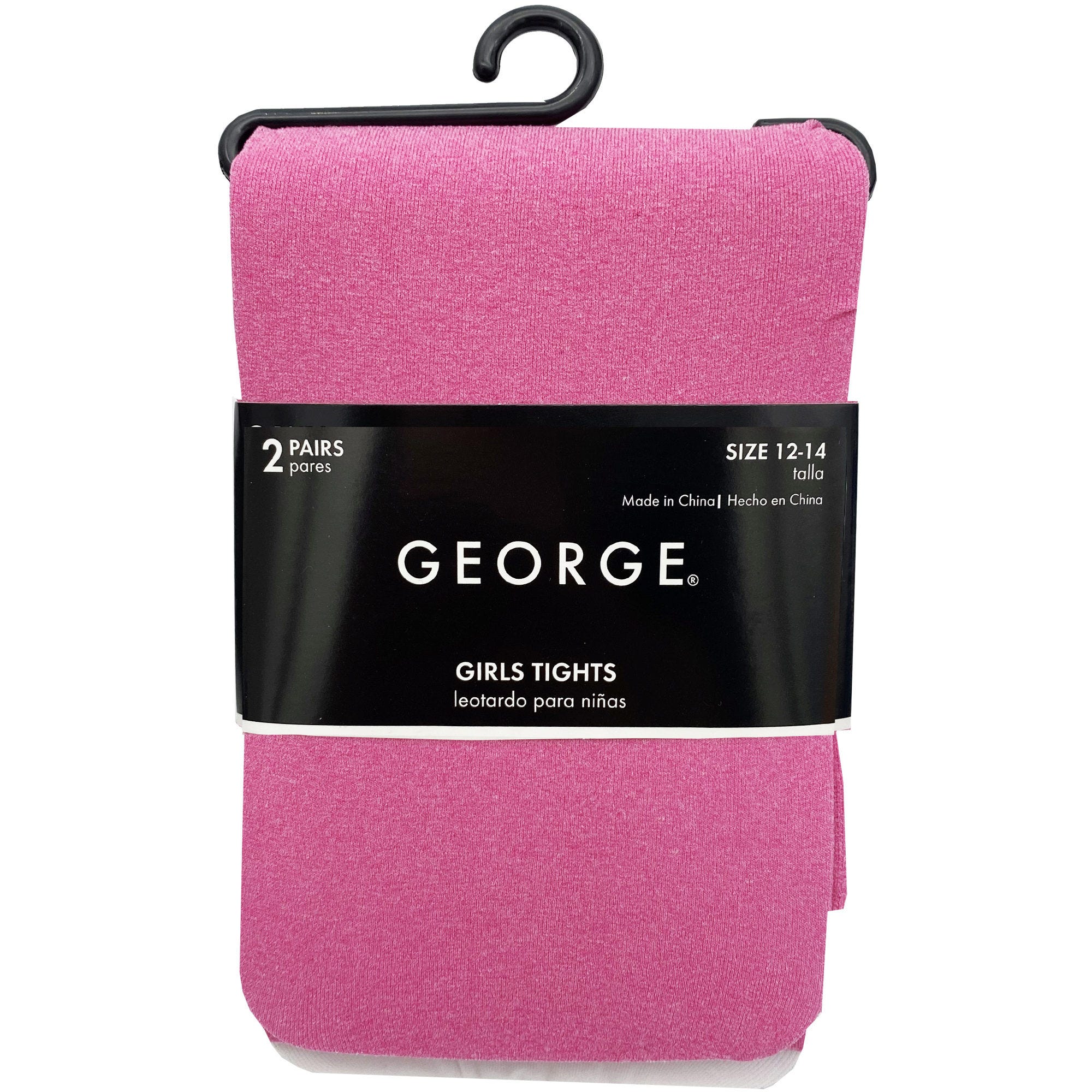 George Pink Size 12-14 Girls 2 Pack Tights - Qty 48