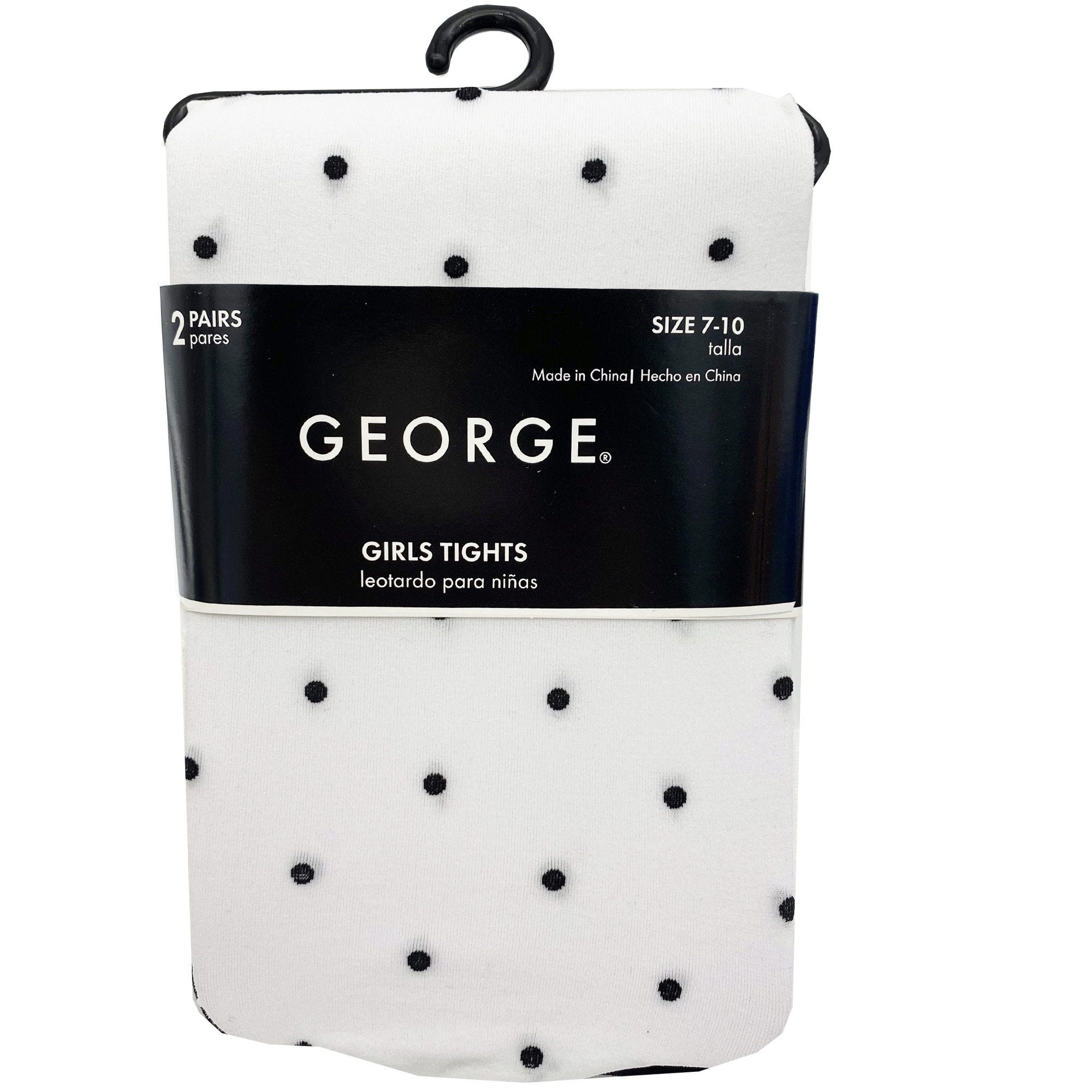 George White Mini Dot Size 7-10 Girls 2 Pack Tights - Qty 48