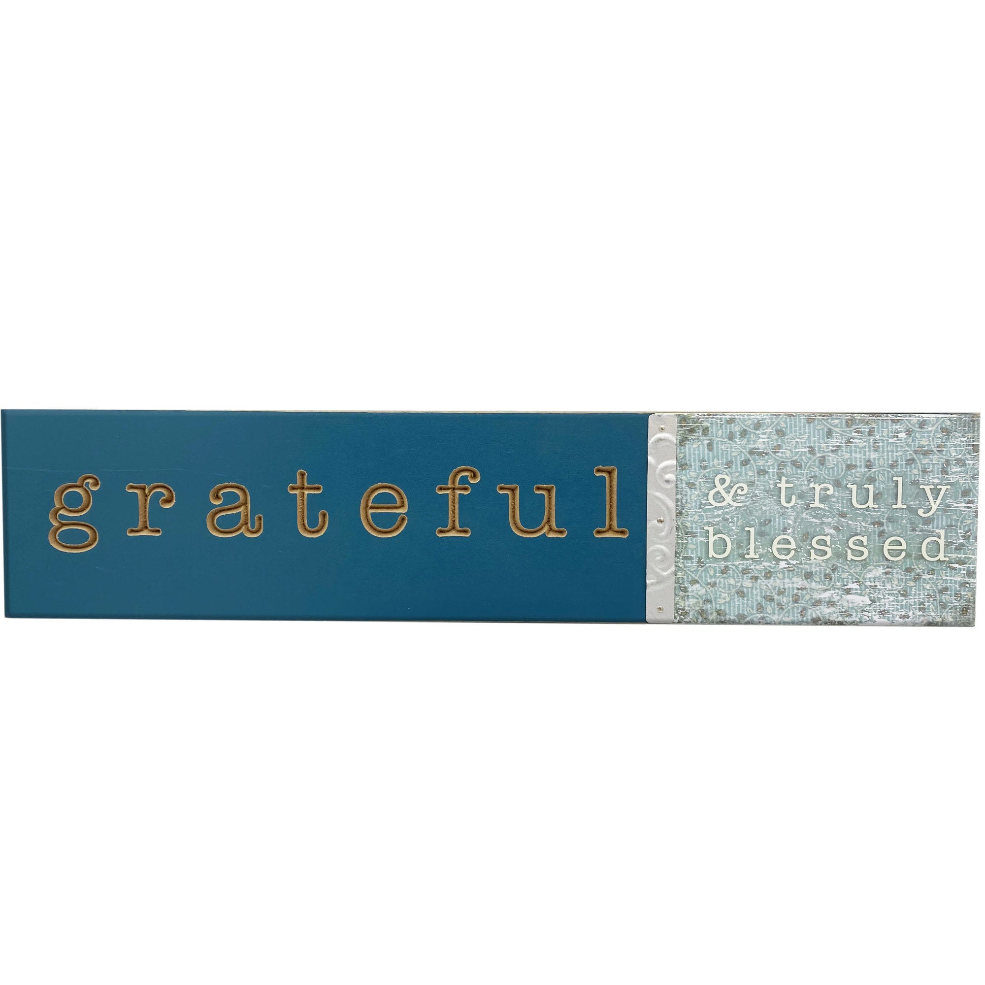 Horizontal Green & White Grateful & Blessed Wood SIGN Wall Dcor - Qty 10