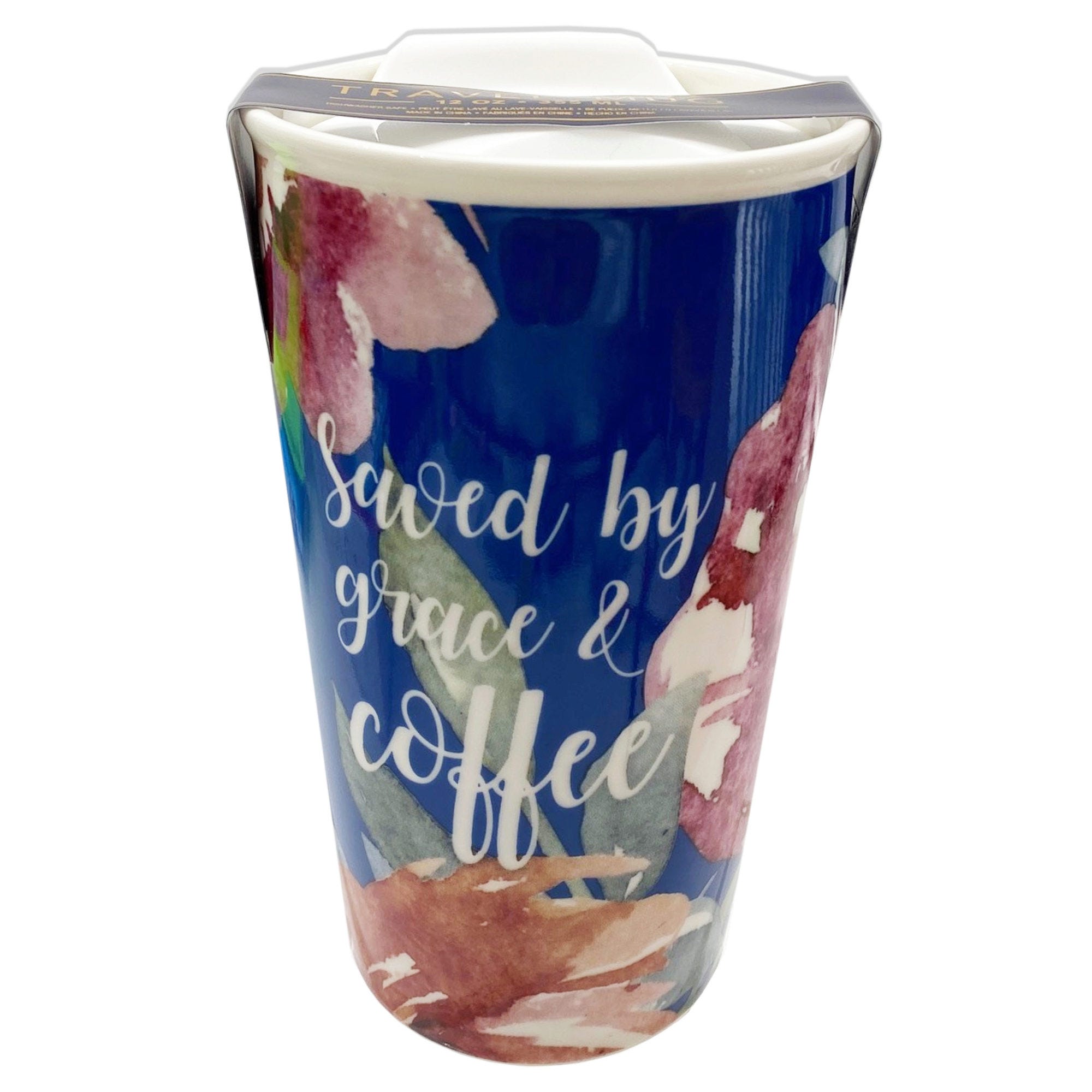 12oz Saved by Grace & Coffee Ceramic Travel MUG - Qty 14