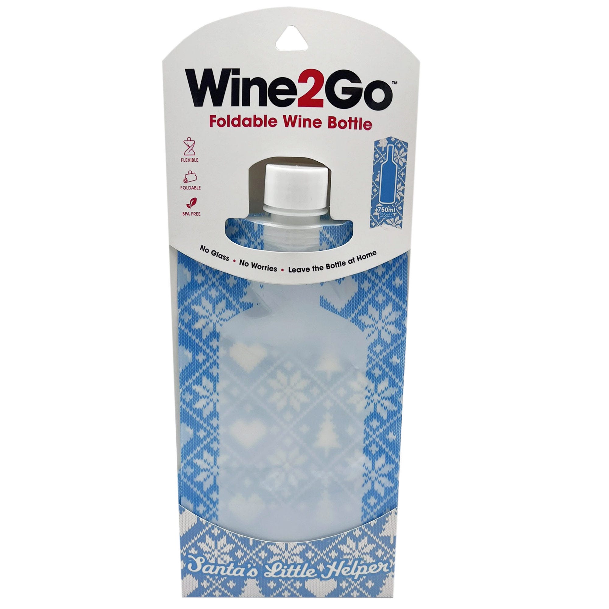 Wine2Go Foldable Wine Bottle in Sky Blue Xmas SWEATER - Qty 40