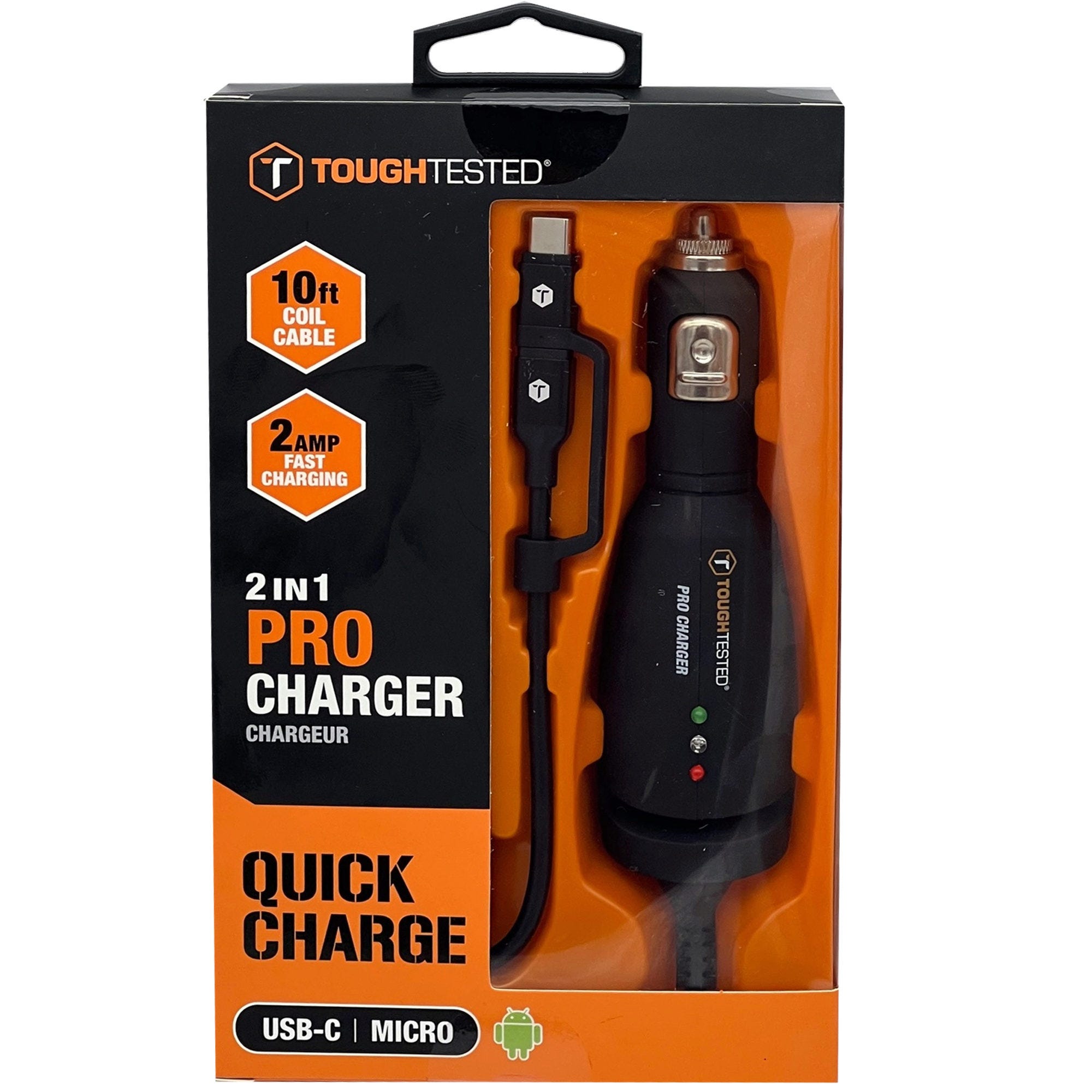 Tough Tested Pro Charger 10 Foot Durable Micro USB Car Charger - Qty 6