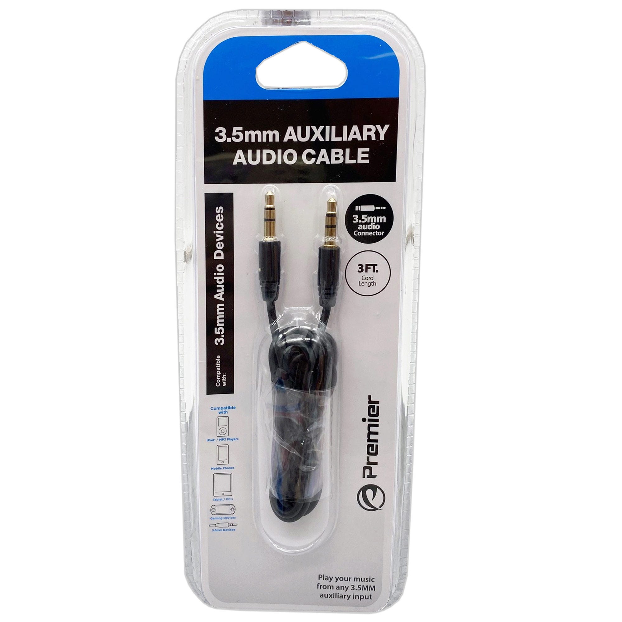 Premier 3.5mm Auxiliary Audio Cable - Qty 36