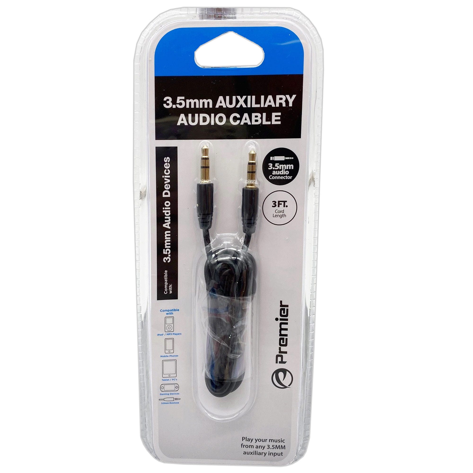 Premier 3.5mm Auxiliary Audio Cable - Qty 48