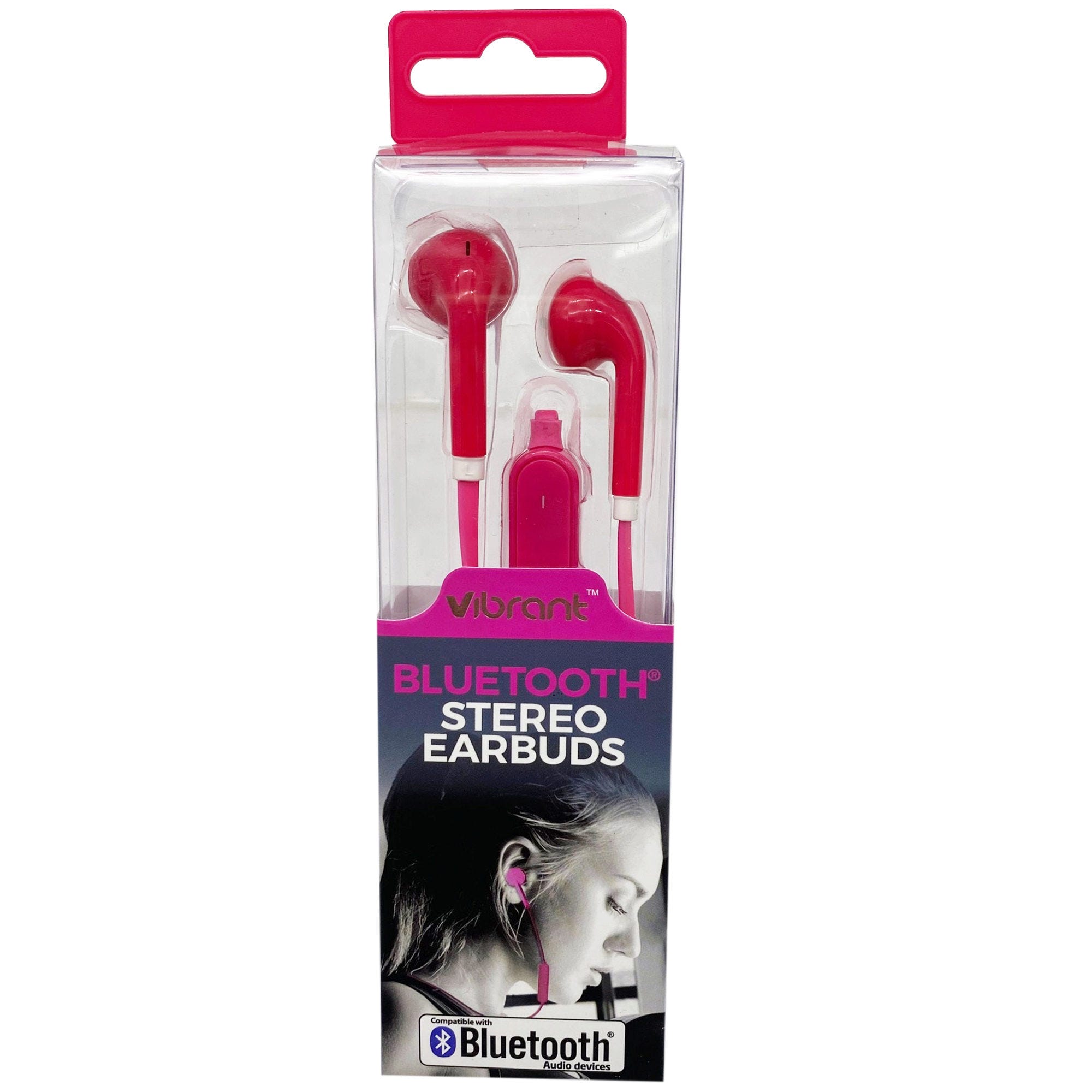 Premier Wireless Bluetooth Earbuds with Mic in Pink - Qty 12