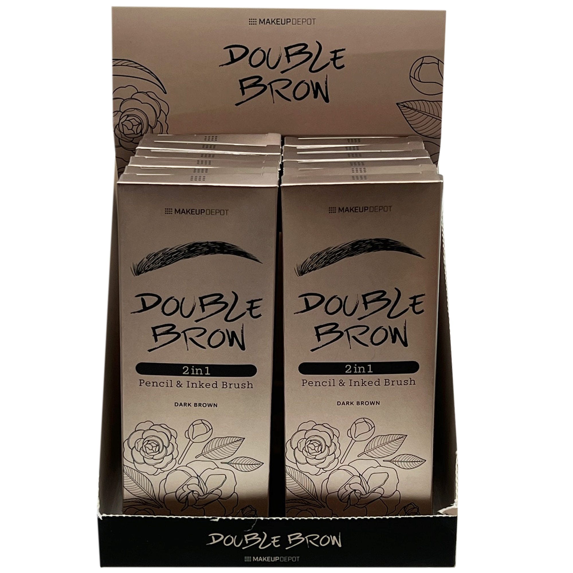 Double Brow 2 in 1 PENCIL and Inked Brush in Countertop Display - Qty 36