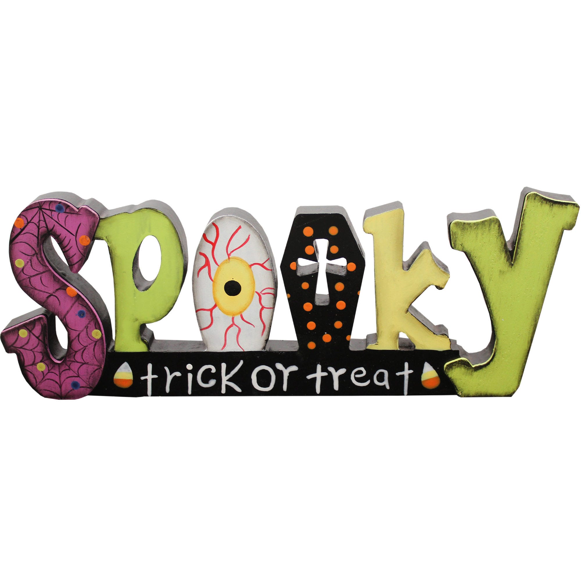 HALLOWEEN Spooky Die-Cut Tabletop Wooden Sign - Qty 8