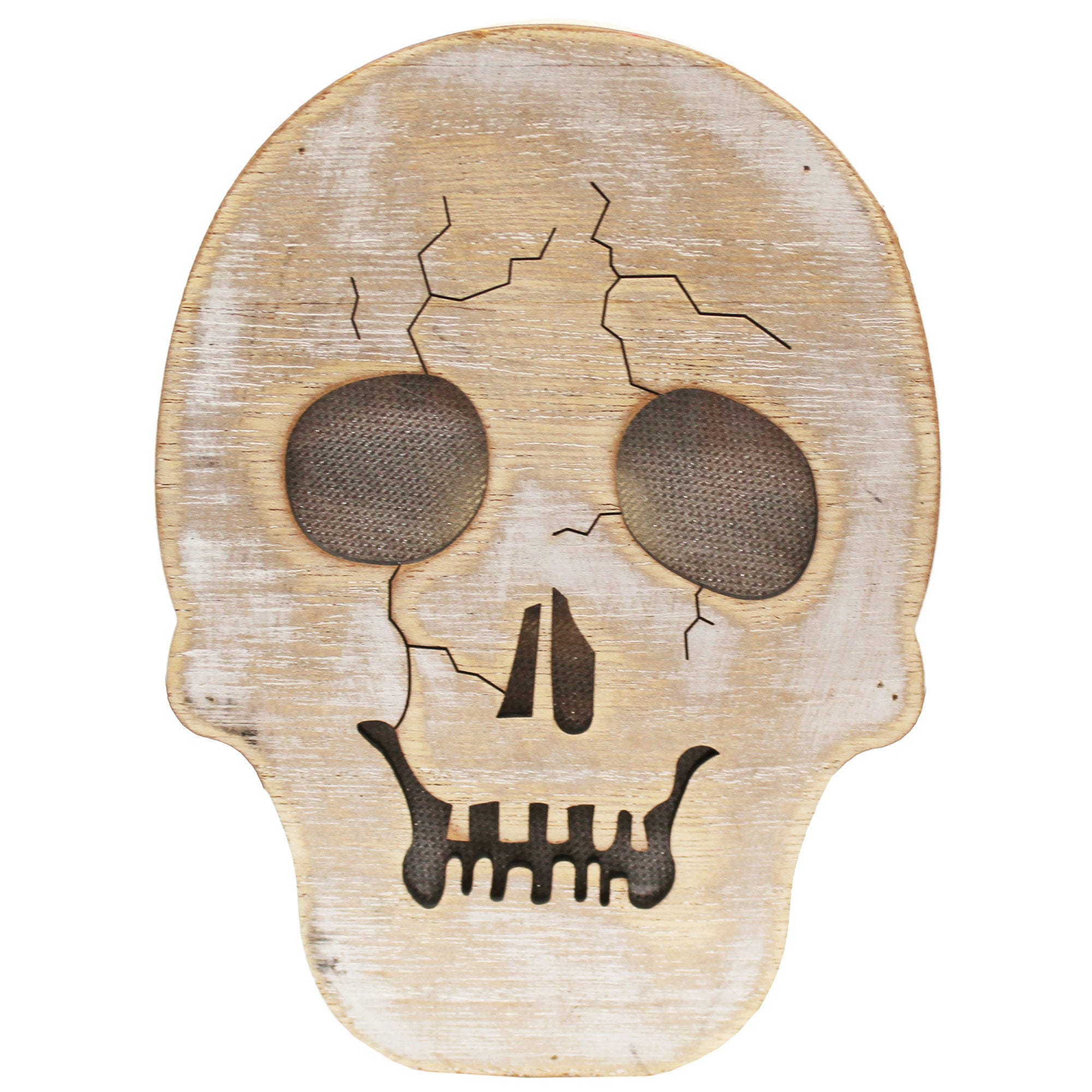 Tabletop Wood SKULL Decor with Light Up Face - Qty 8