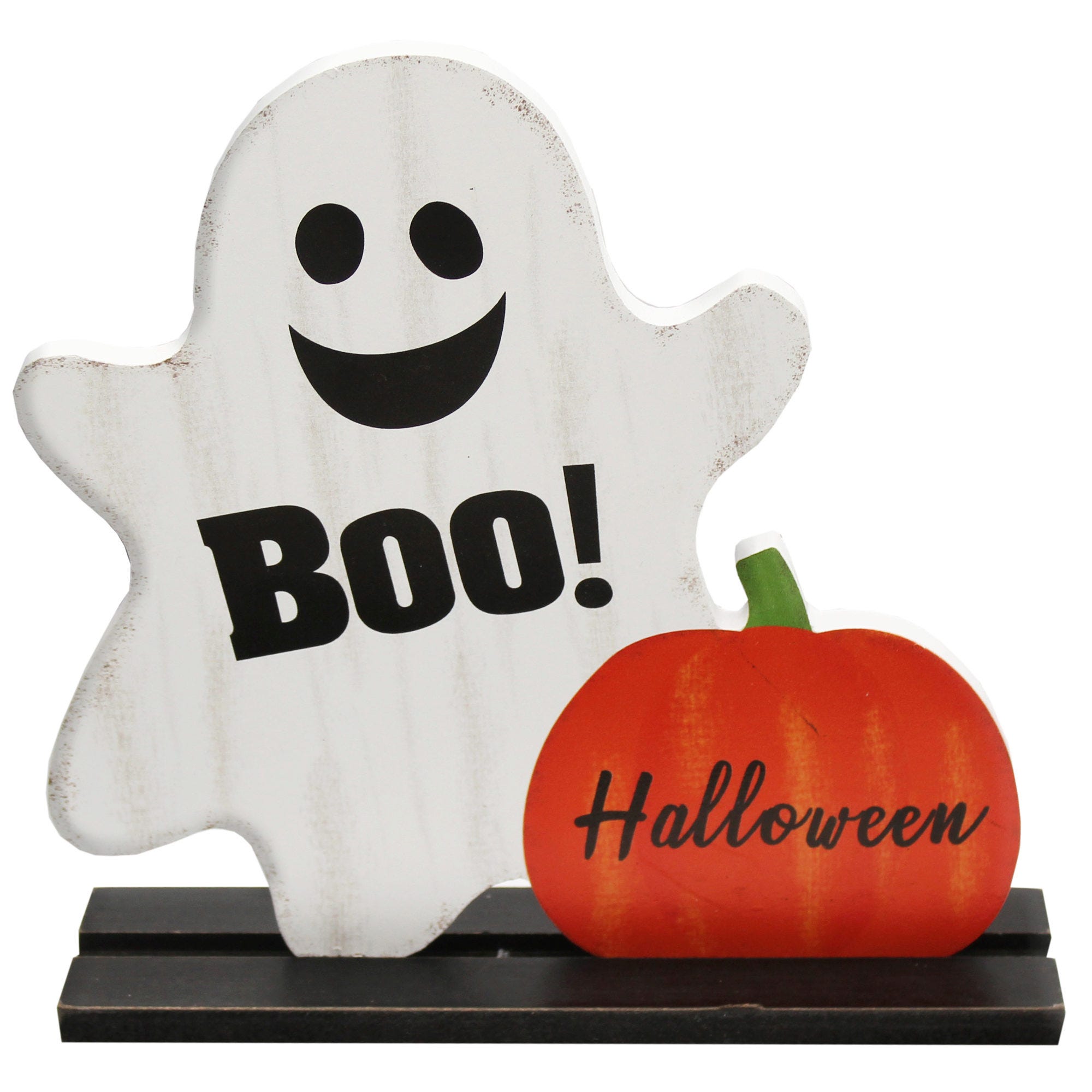 BOO Ghost Pumpkin HALLOWEEN Wood Tabletop Decoration - Qty 8