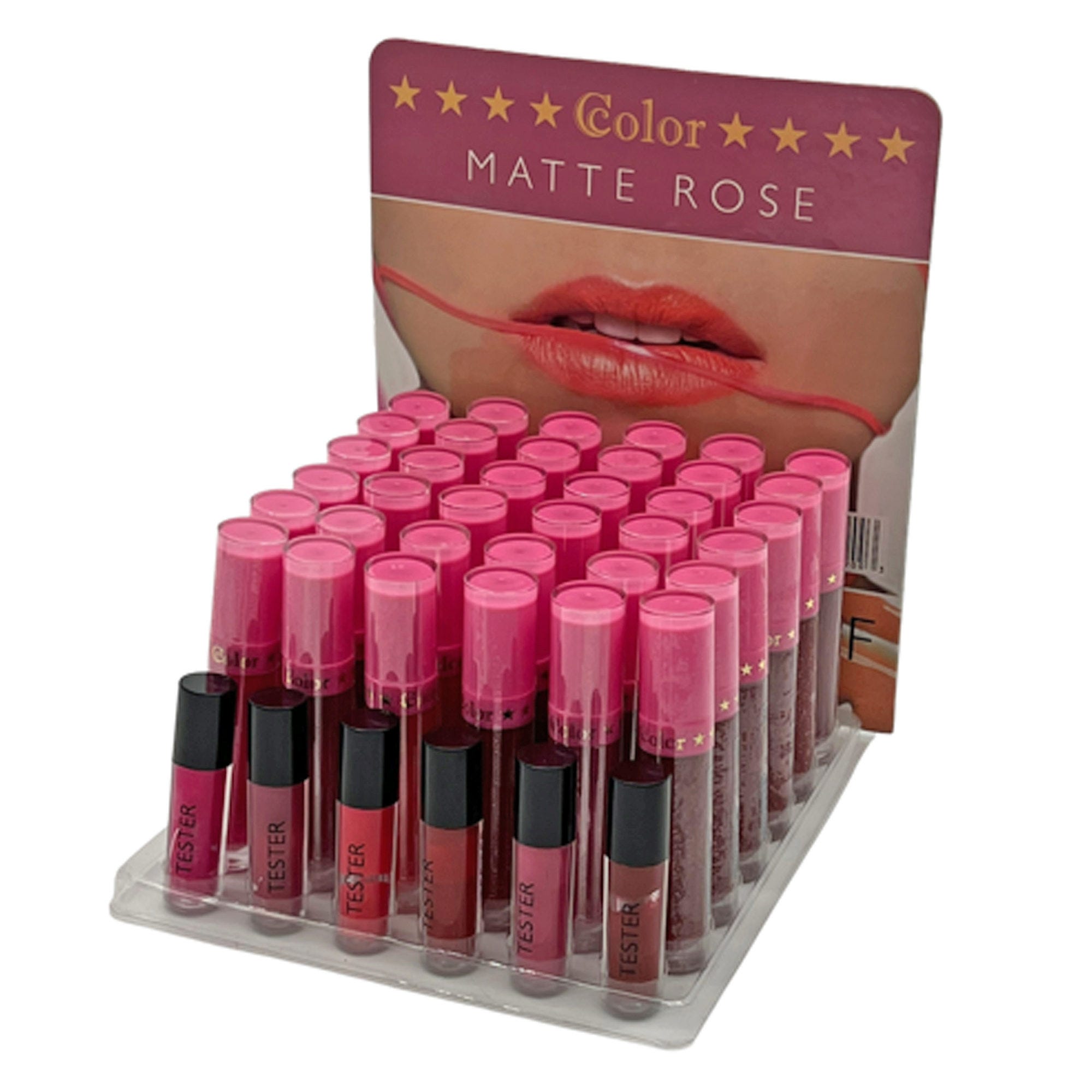Ccolor Cosmetics Rose Matte Liquid LIPSTICKs in Countertop Display - Qty 36