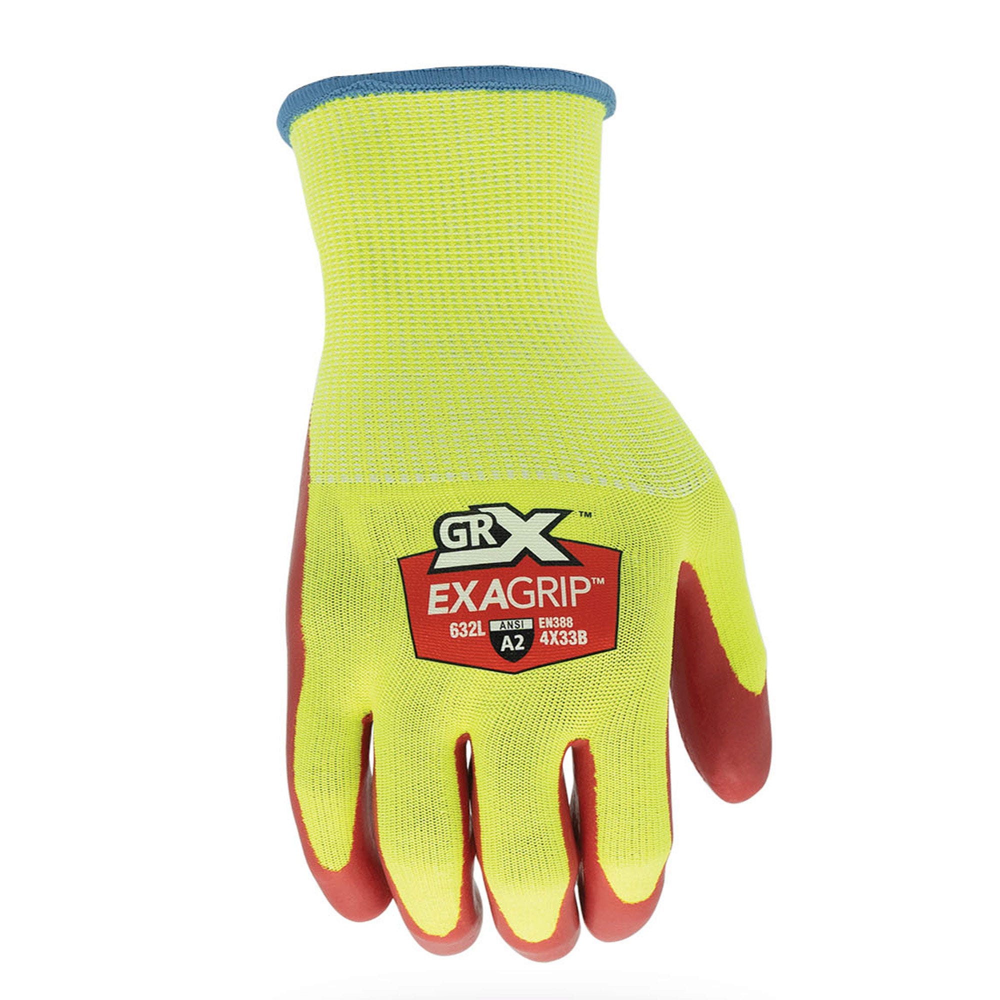GRX Cut Series 632 Cut Resistant ExaGrip Coated Palm Work GLOVES in Size M - Qty 24