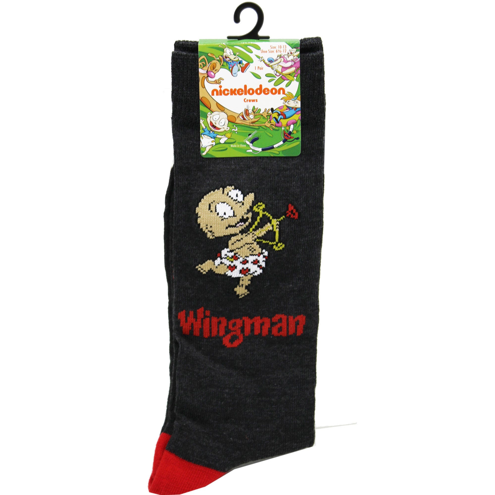 1 Pack Rugrats Wingman VALENTINEs Day Mens Crew Socks in Sizes 10-13 - Qty 24