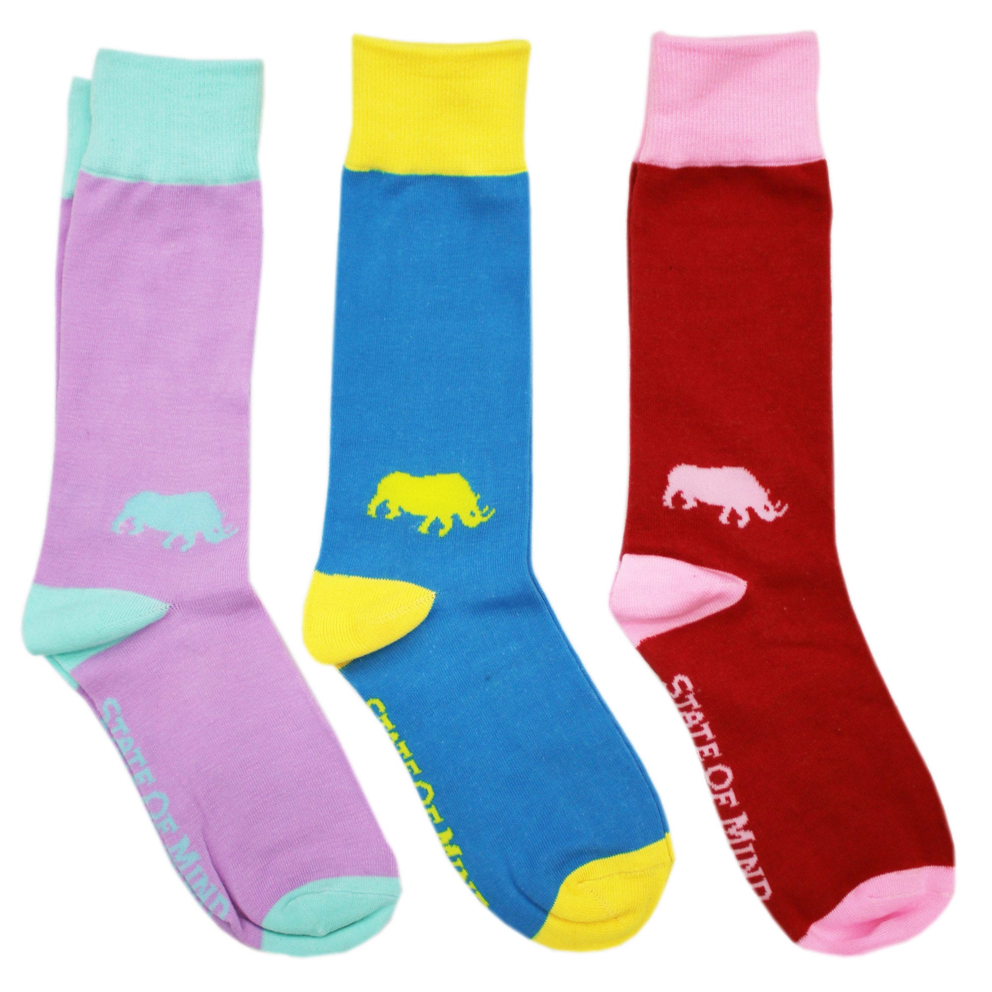 State of Mind 3 Pack Unisex Colorful Crew SOCKS in Assorted Designs - Qty 10