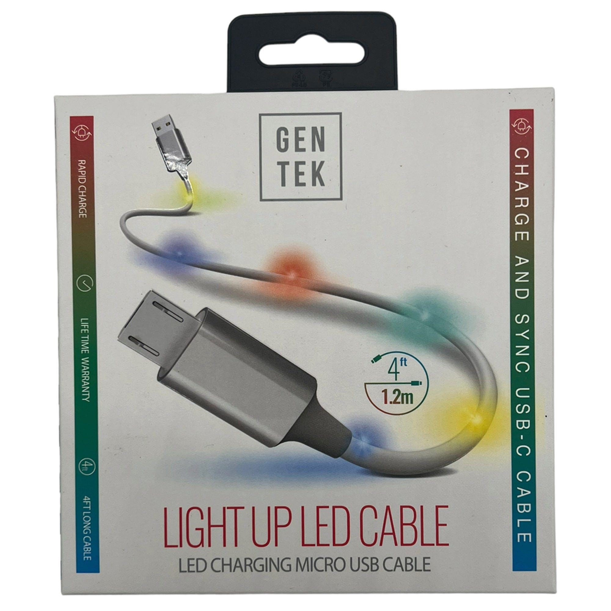 Gen Tek LED 4 Foot Micro USB Charging Cable - Qty 24