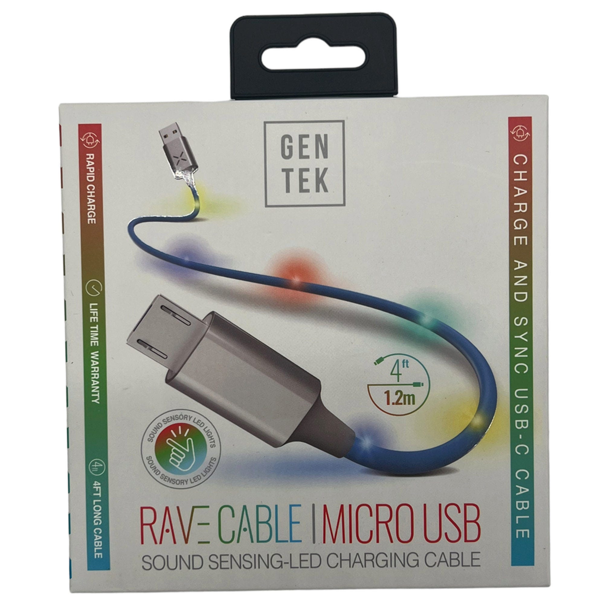 Gen Tek Rave Cable LED 4 Foot Micro USB Charging Cable - Qty 24