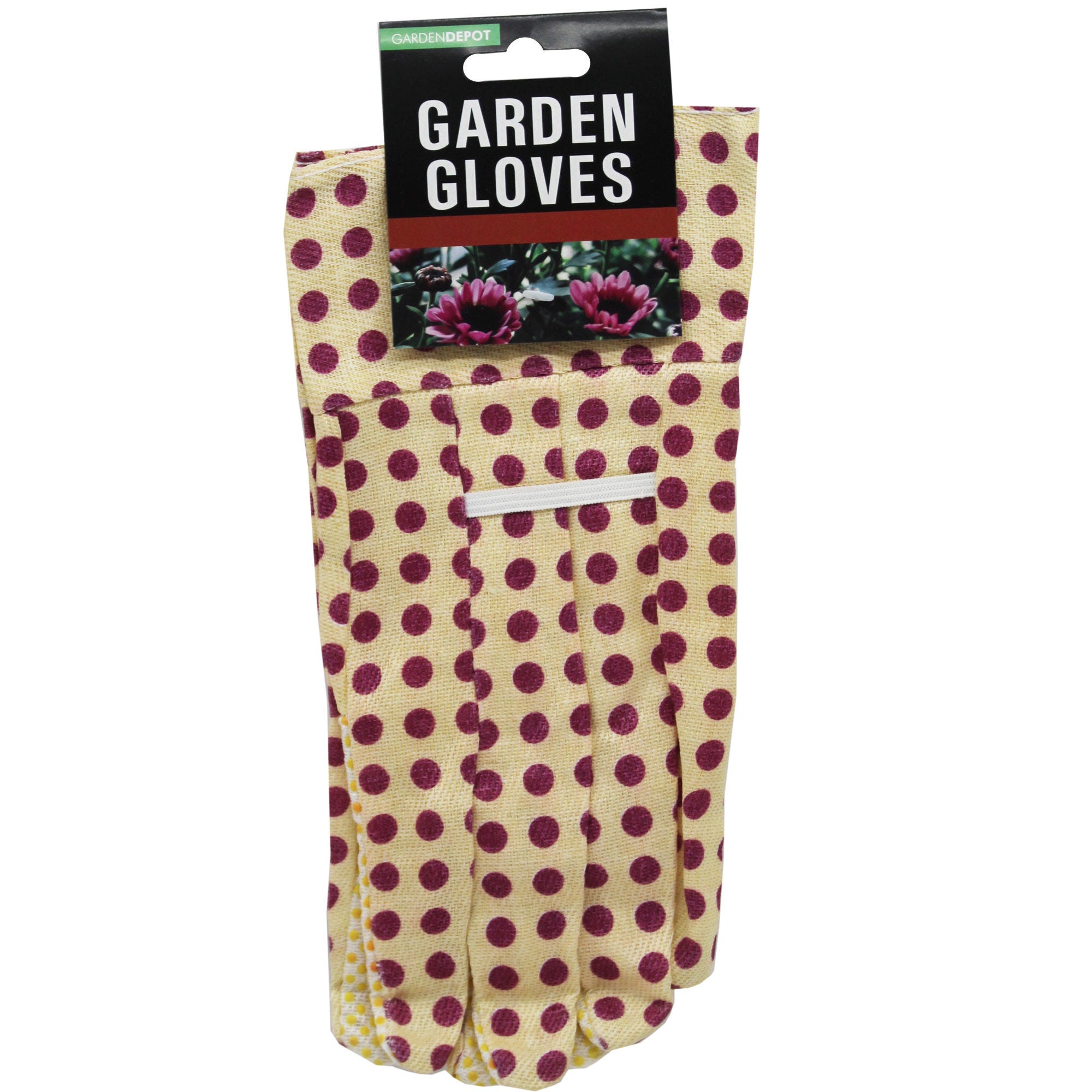 Assorted Color Polka Dot Adult Garden GLOVES with Raised Grip Dots - Qty 24