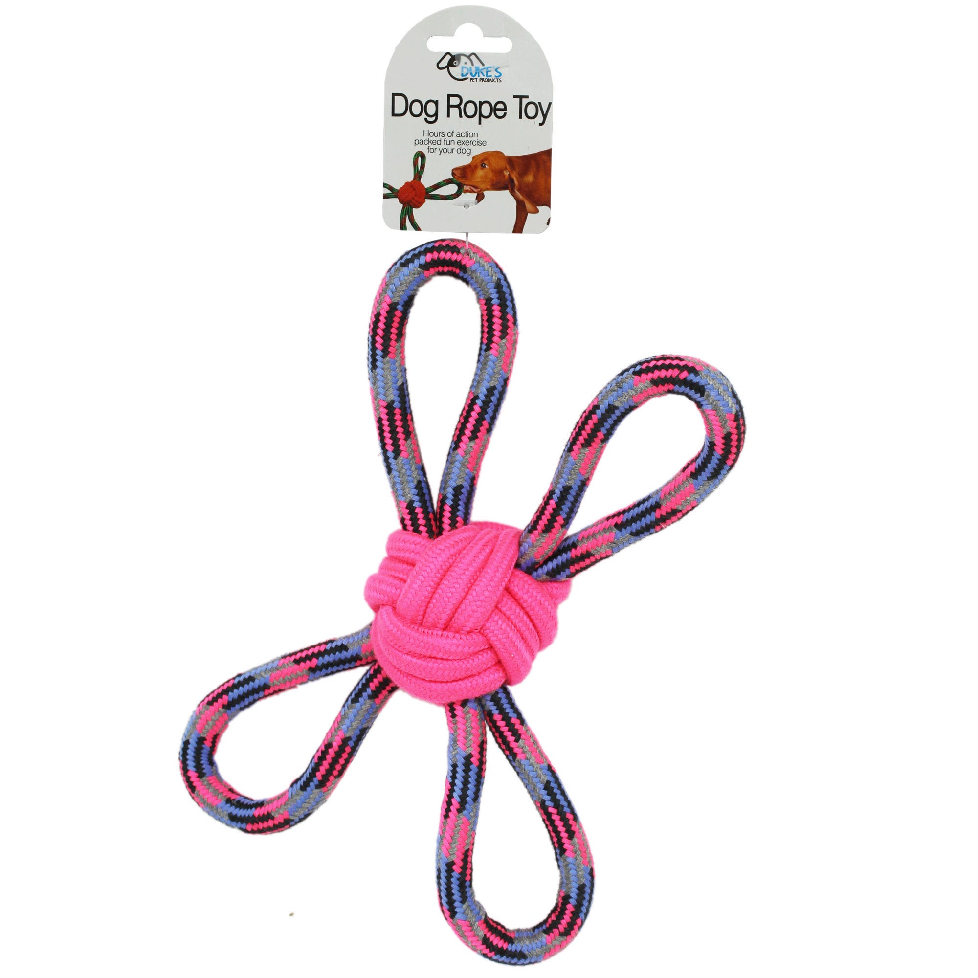 ''11'''' 4-Way Rope Dog Pull with Knotted Chew Ball Center - Qty 24''