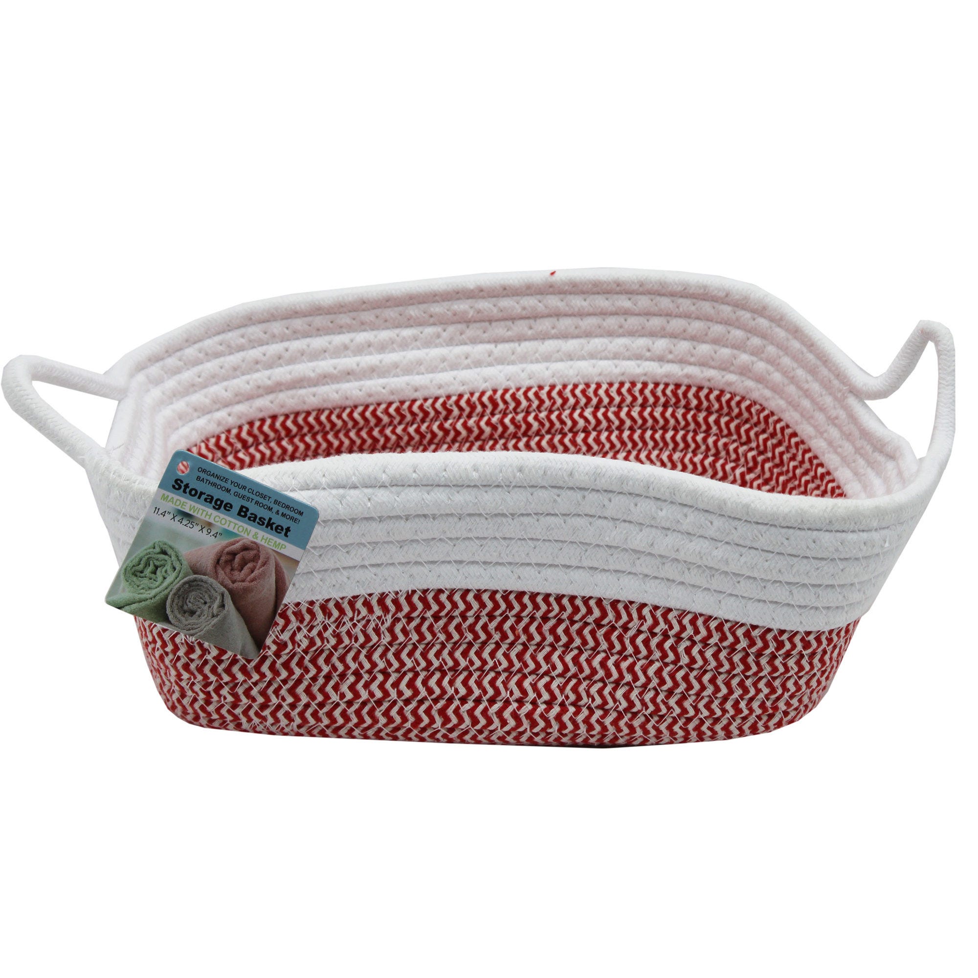 Assorted Color Rectangle Cotton Basket with Handle - Qty 10