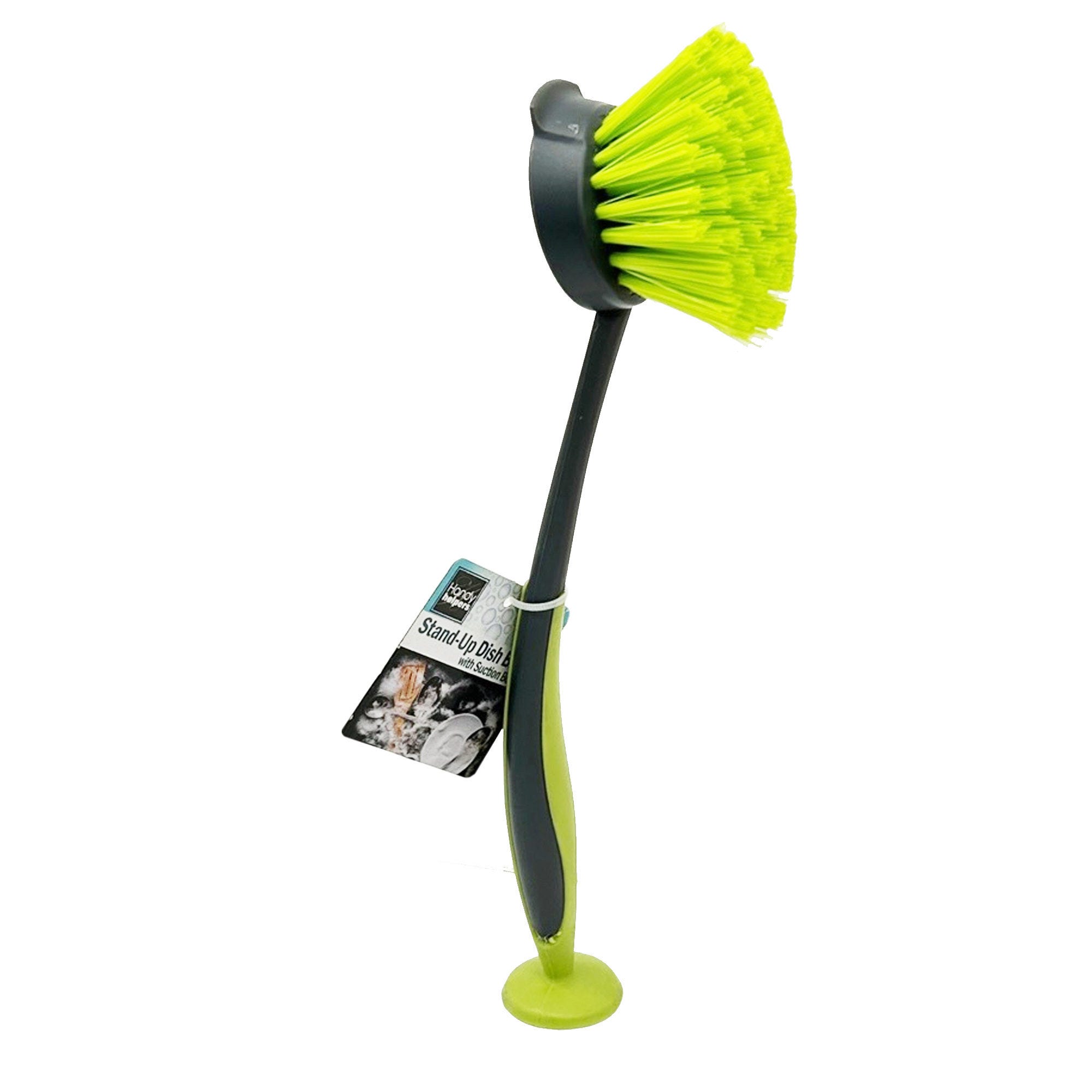 ''9.8'''' Suction Bottom Stand-Up Bristle Dish Brush - Qty 48''