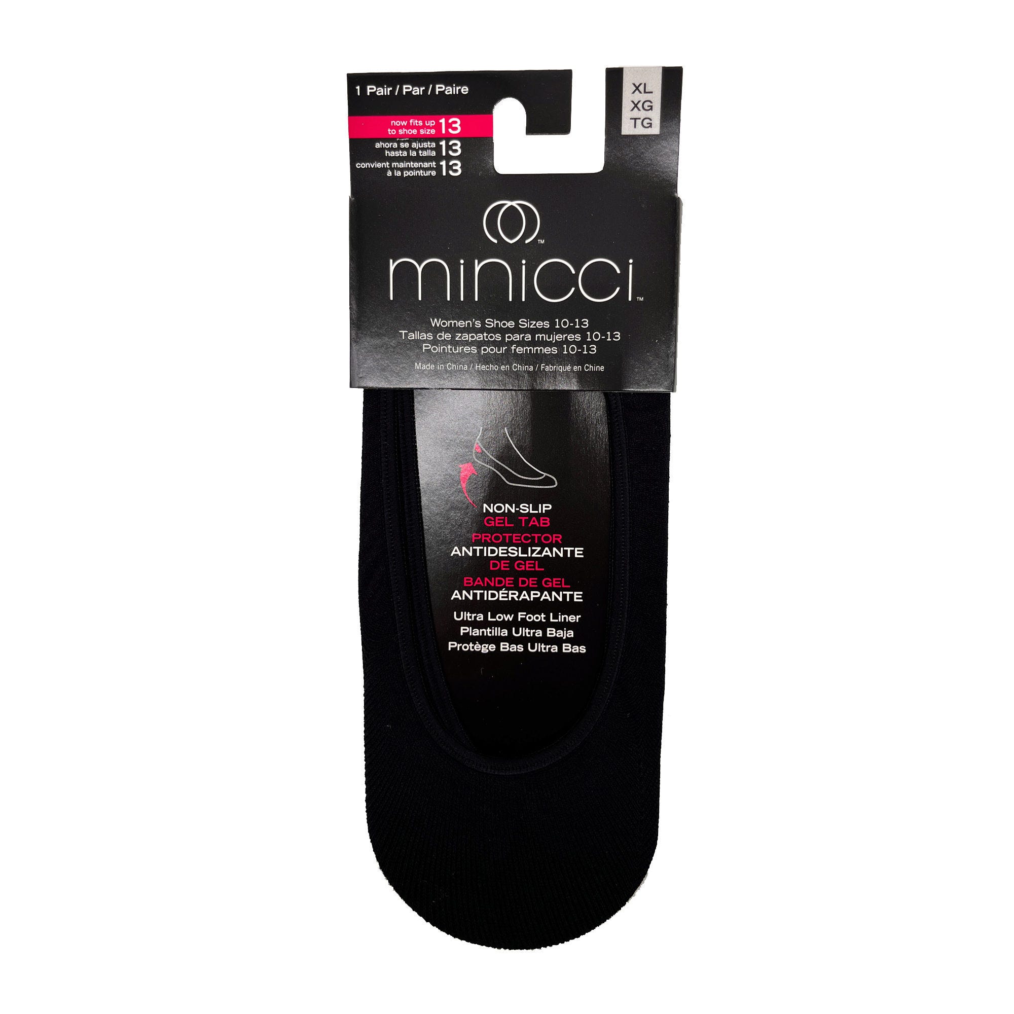 Minicci 1 Pack Black Liner Socks Size L 10-13 - Qty 66