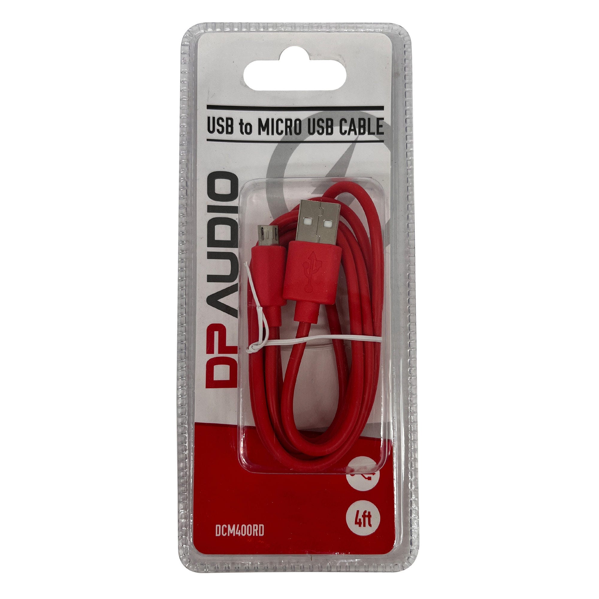 DP AUDIO 4 Foot USB to Micro USB Cable in Red - Qty 40