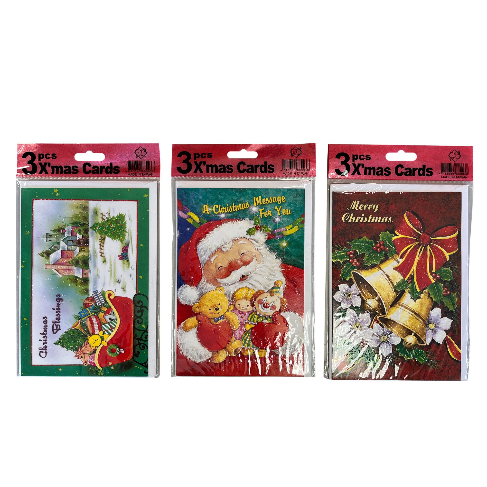 ''5'''' x 7'''' CHRISTMAS Cards with Glitter in 24 Assorted Designs - Qty 60''