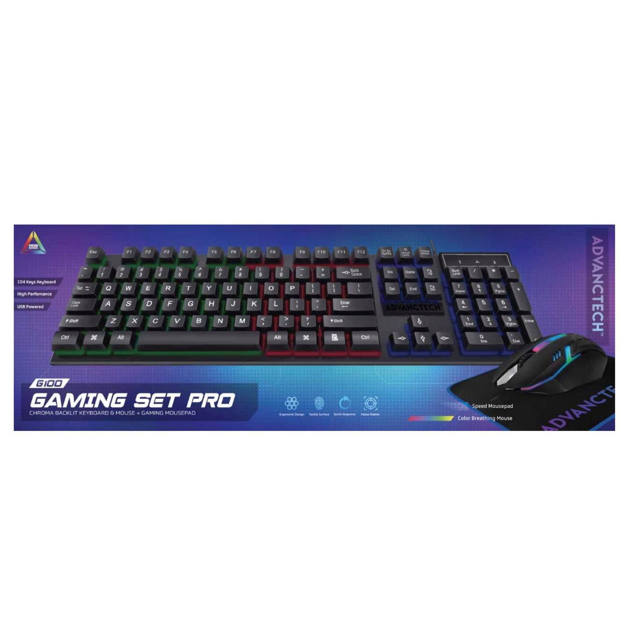 ''Advanctech LED Gaming Combo with Keyboard, MOUSE & MOUSE PAD - Qty 4''