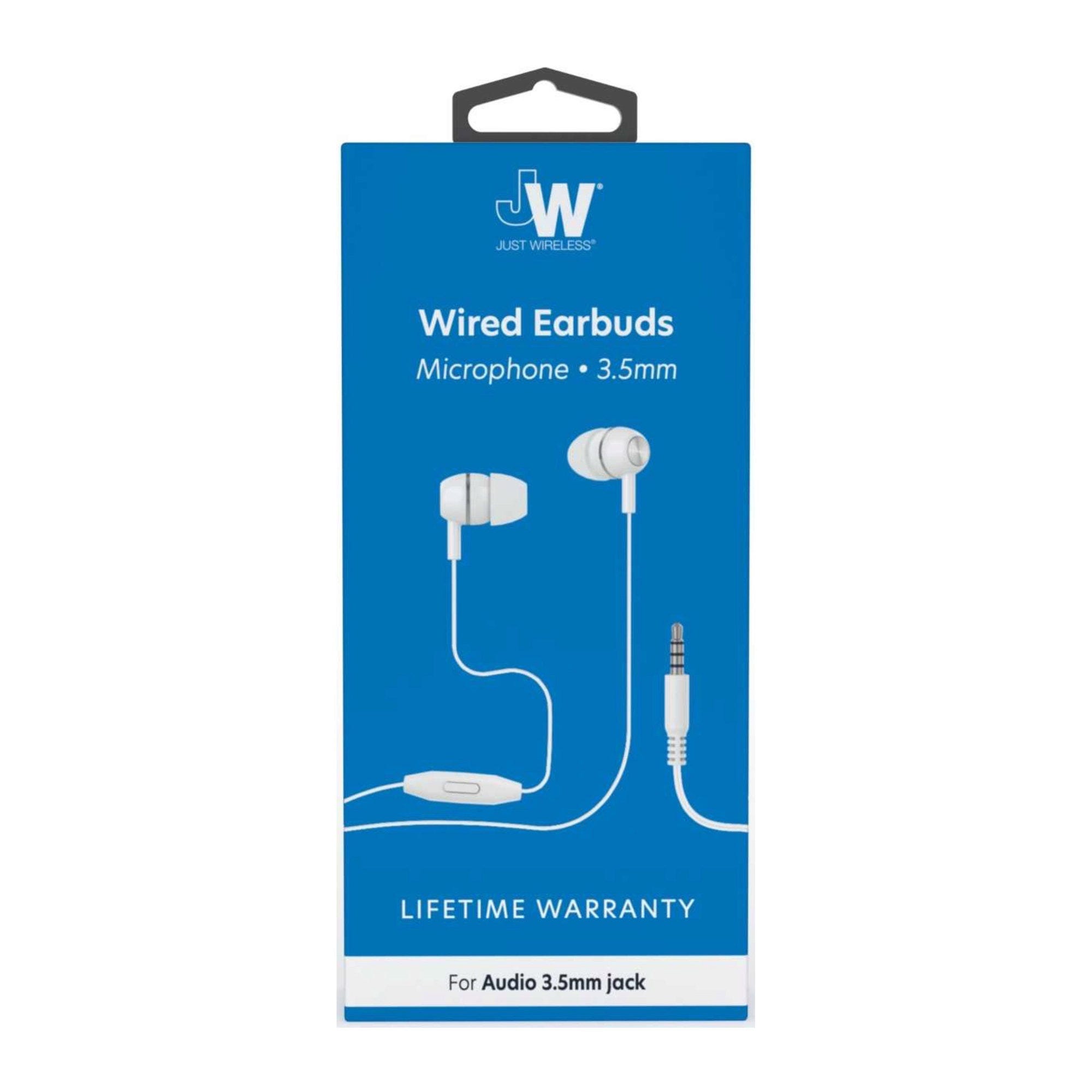 White 3.5mm Wired Earbuds with Mic - Qty 20