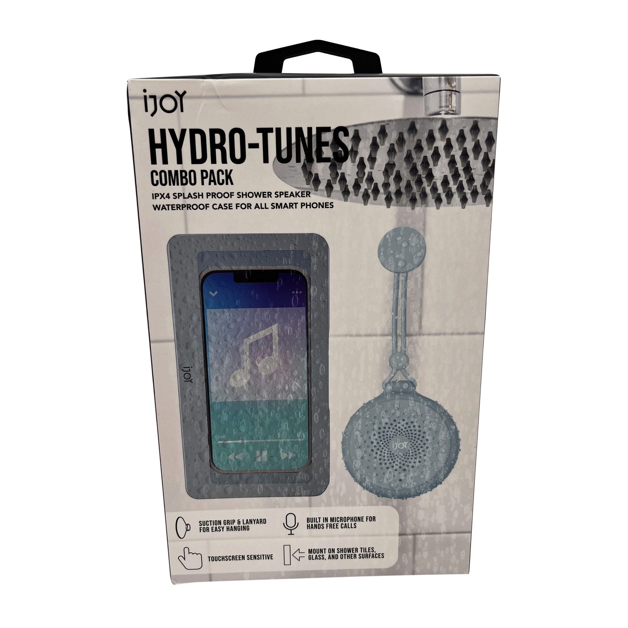 iJoy Hydro Tunes Bluetooth Shower SPEAKER & Waterproof Shower Phone Case Set in Light Blue - Qty 4