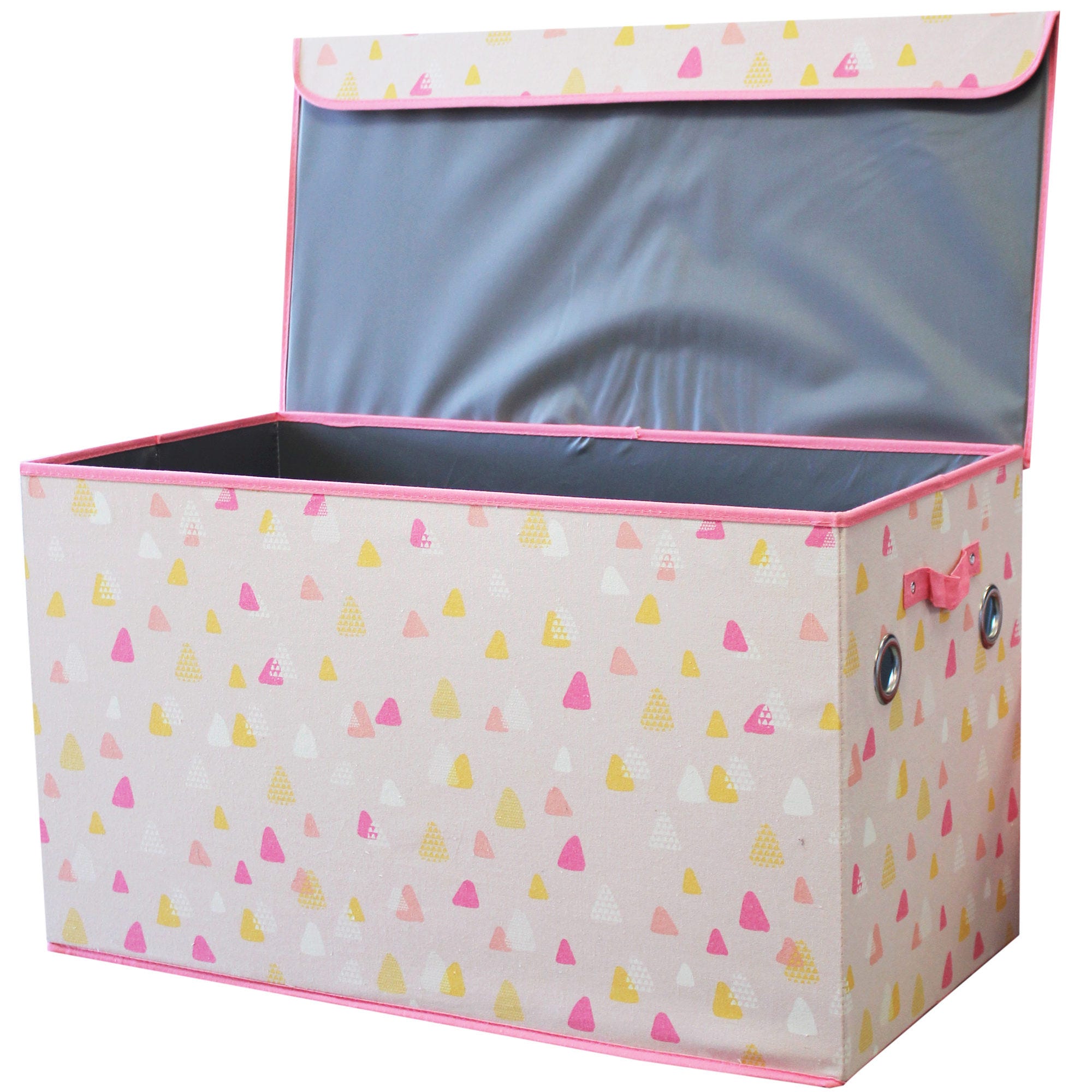 ''Extra Large Pink Triangle Pattern Collapsible Storage Box 14.5'''' x 28'''' x 15.75'''' - Qty 4''