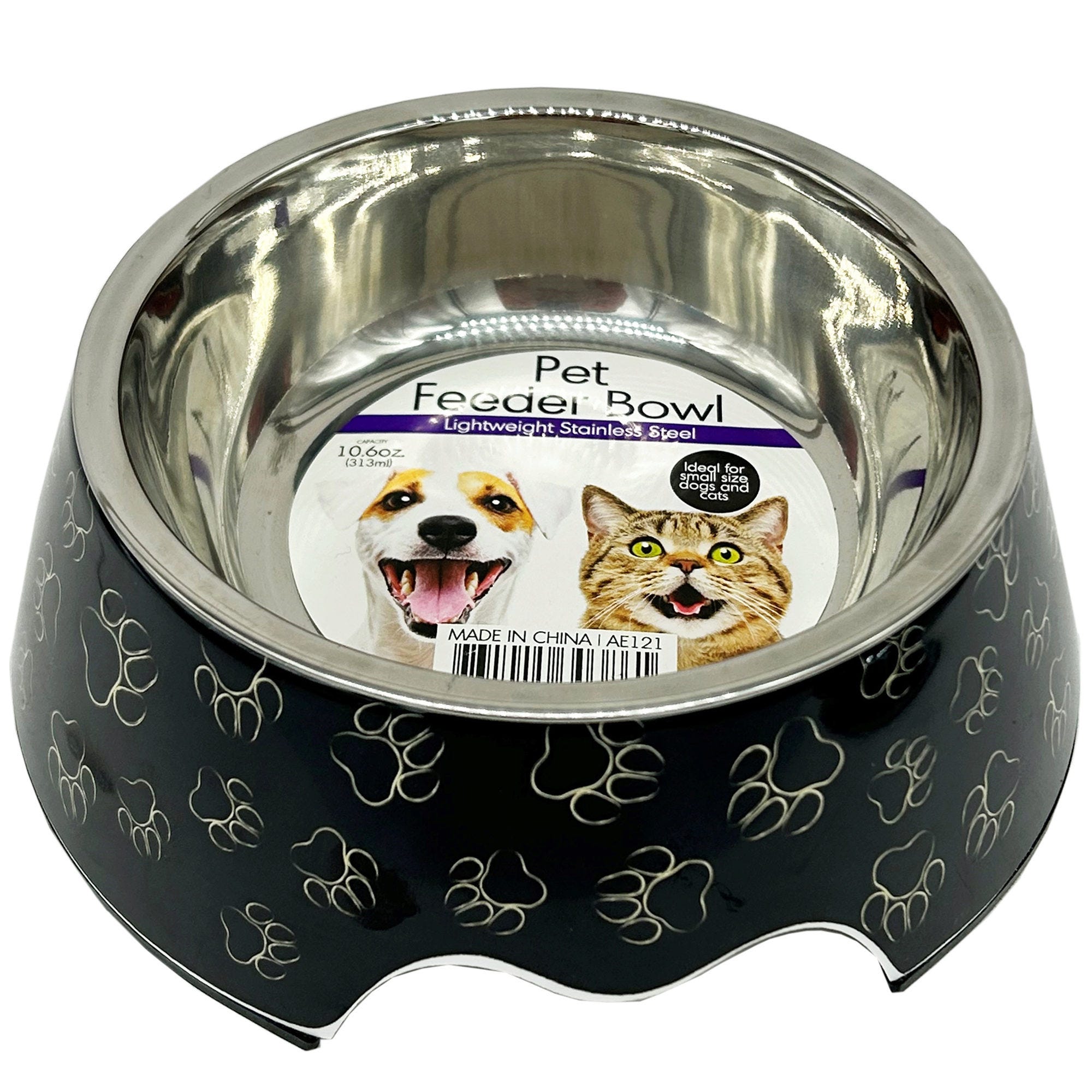 ''6.75'''' Paw Pattern Pet Feeder with Removeable Steel Bowl - Qty 8''