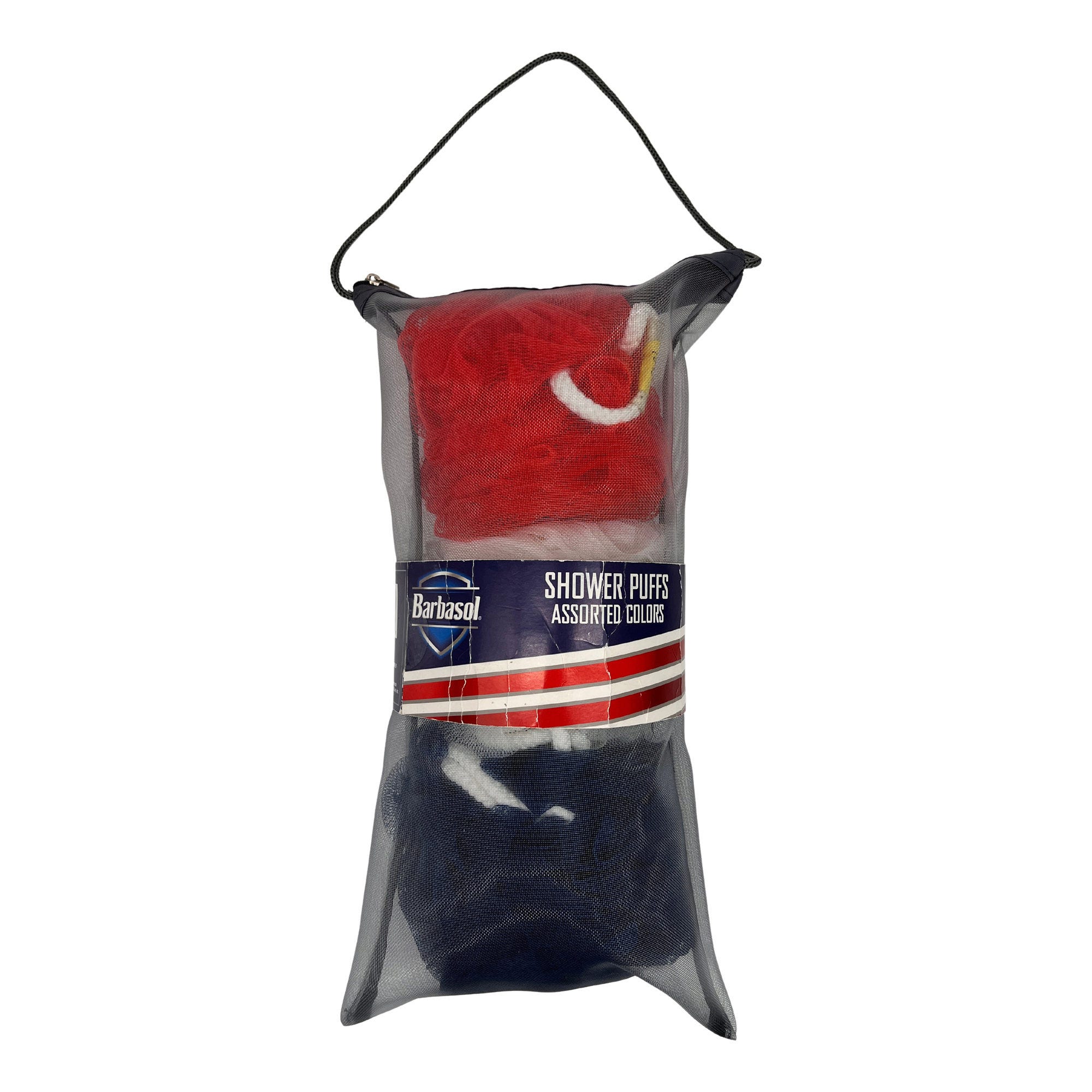 Barbasol 3 Pack Shower Puff Body Scrubber in RED White and Blue - Qty 10