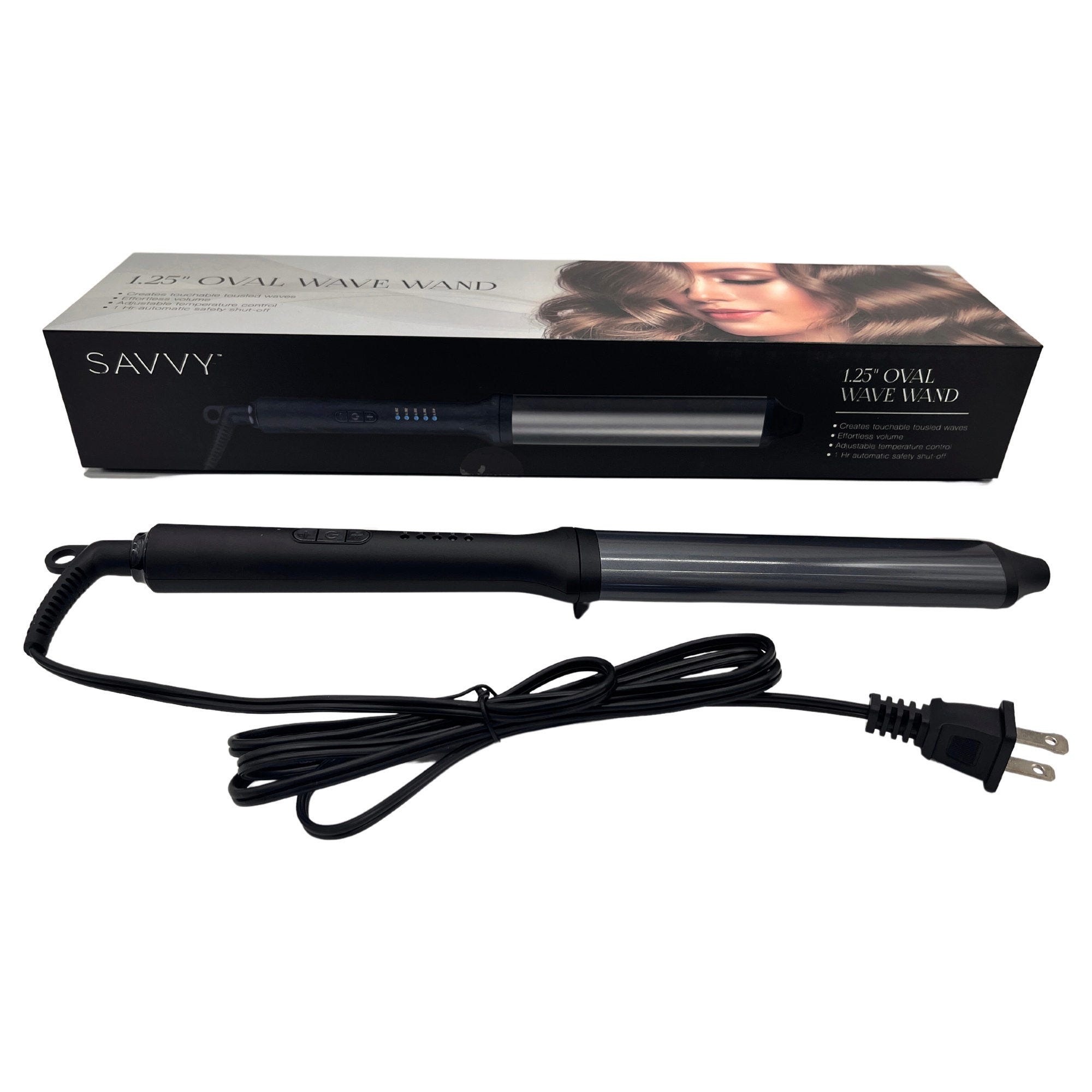 ''Savvy 1.25'''' Oval Wave Wand with Adjustable Temperature Control in Gun Metal - Qty 4''