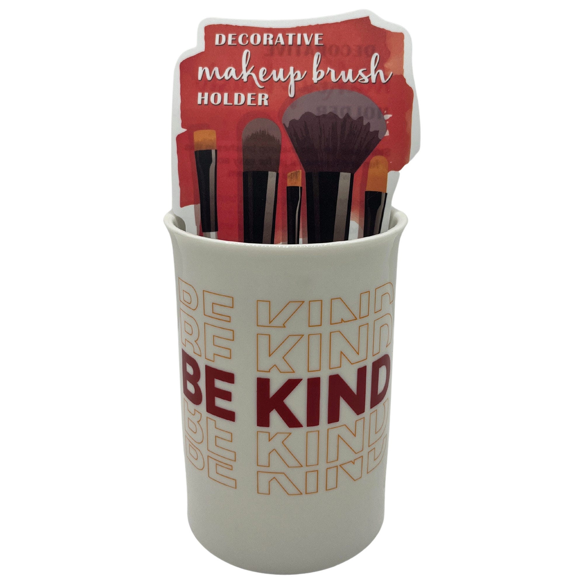 ''Be Kind 3.5'''' x 5.25'''' CERAMIC Decorative Makeup Brush Holder - Qty 12''