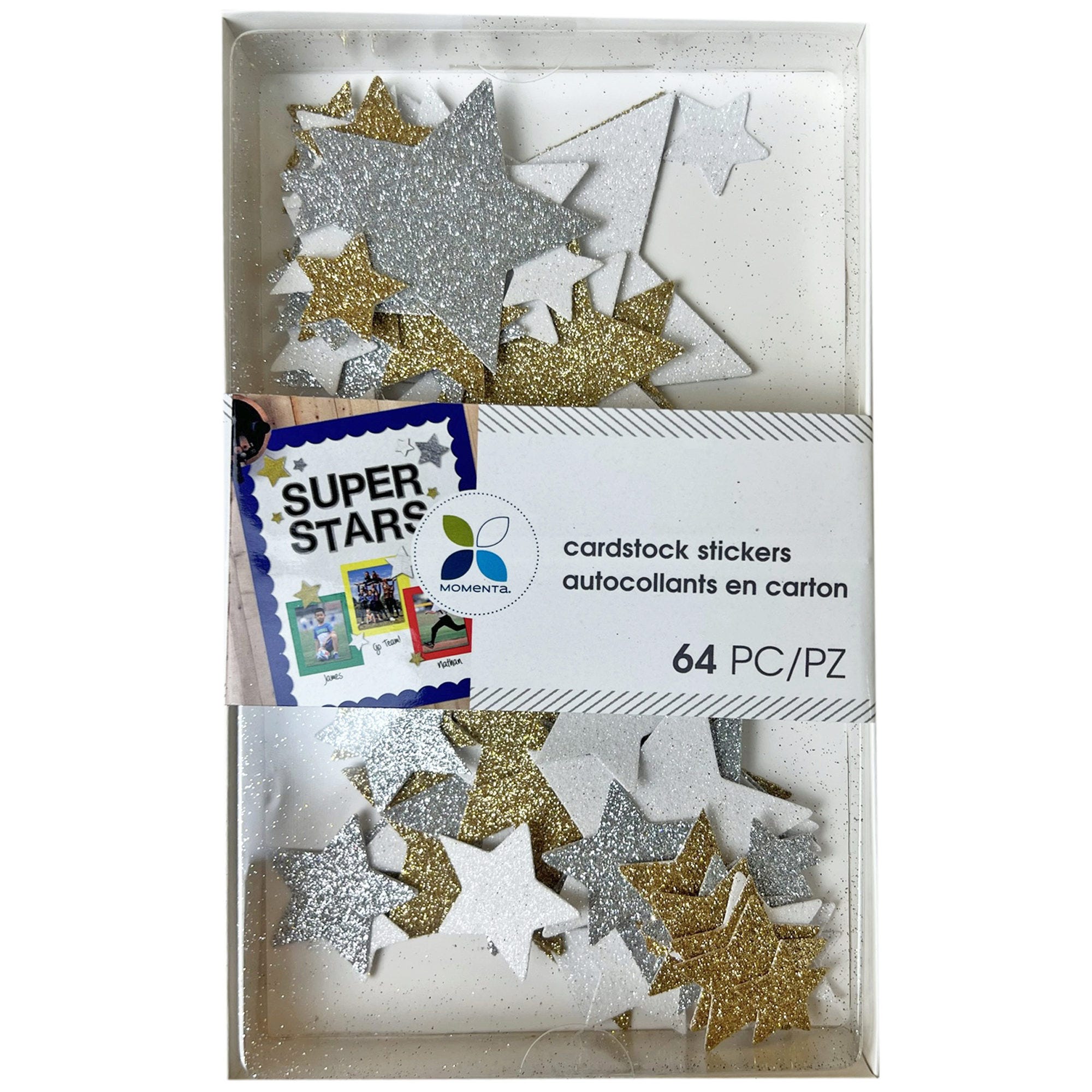 Momenta 64 Piece Carstock Diecut Glitter Stars - Qty 30