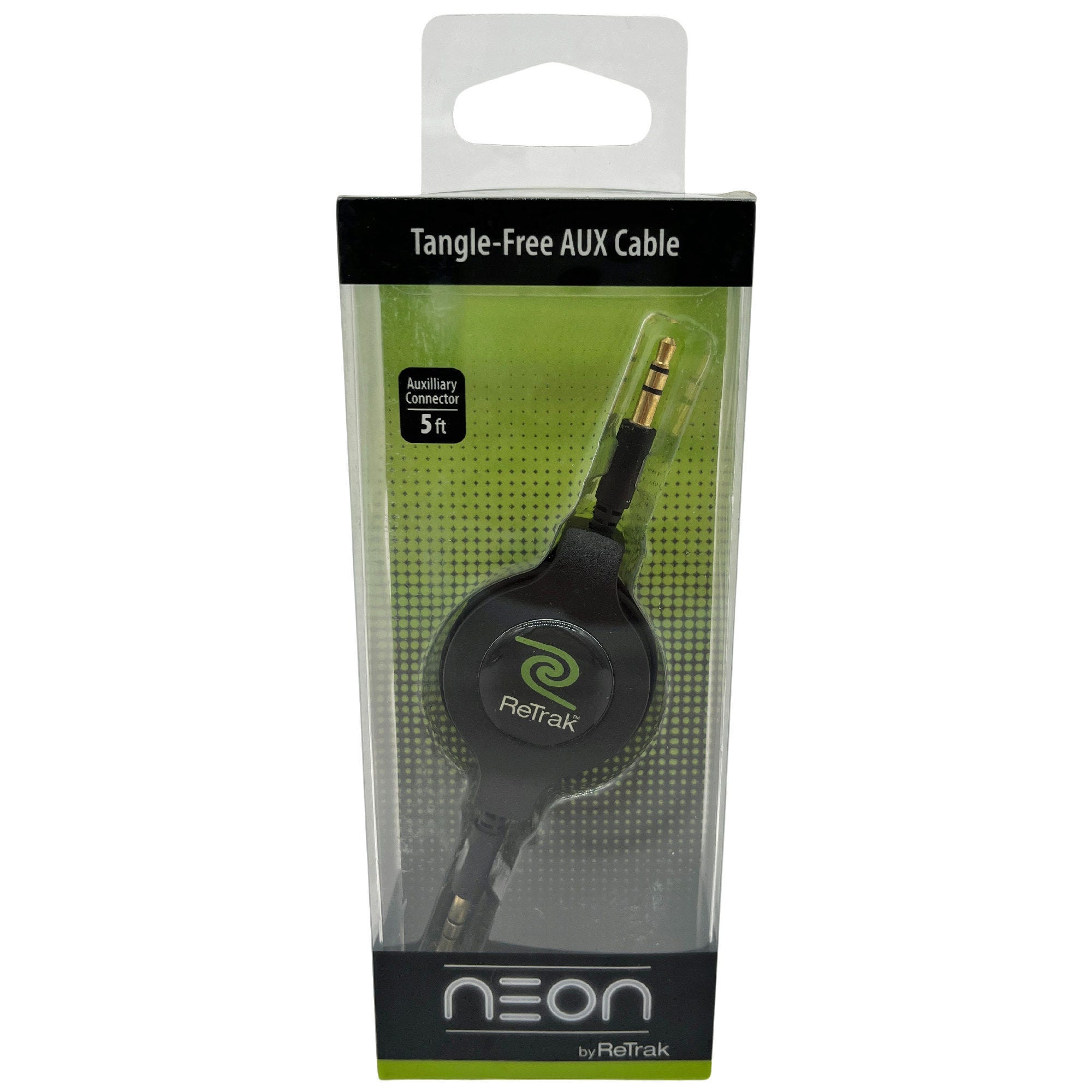 ReTrak 5ft Retractable Tangle-Free AUX Cable in Black - Qty 42