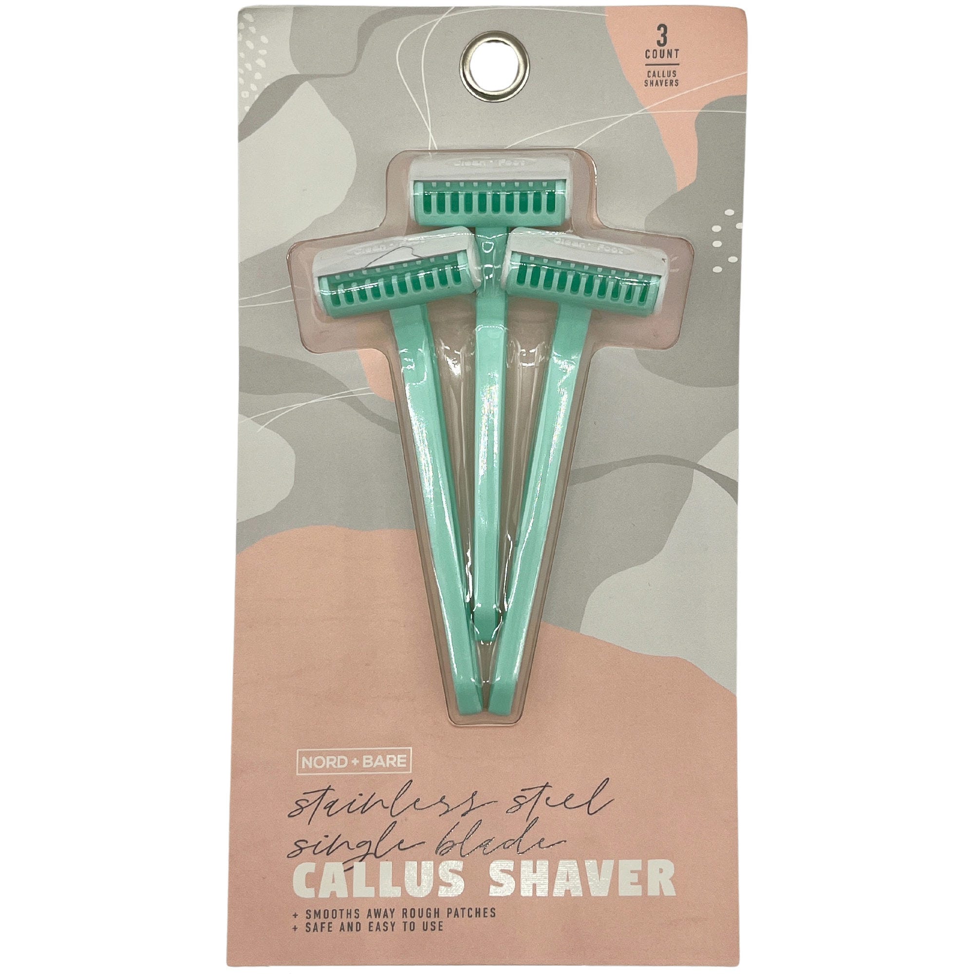 NordBare 3 Pack Mint Heel Callus Shavers - Qty 28