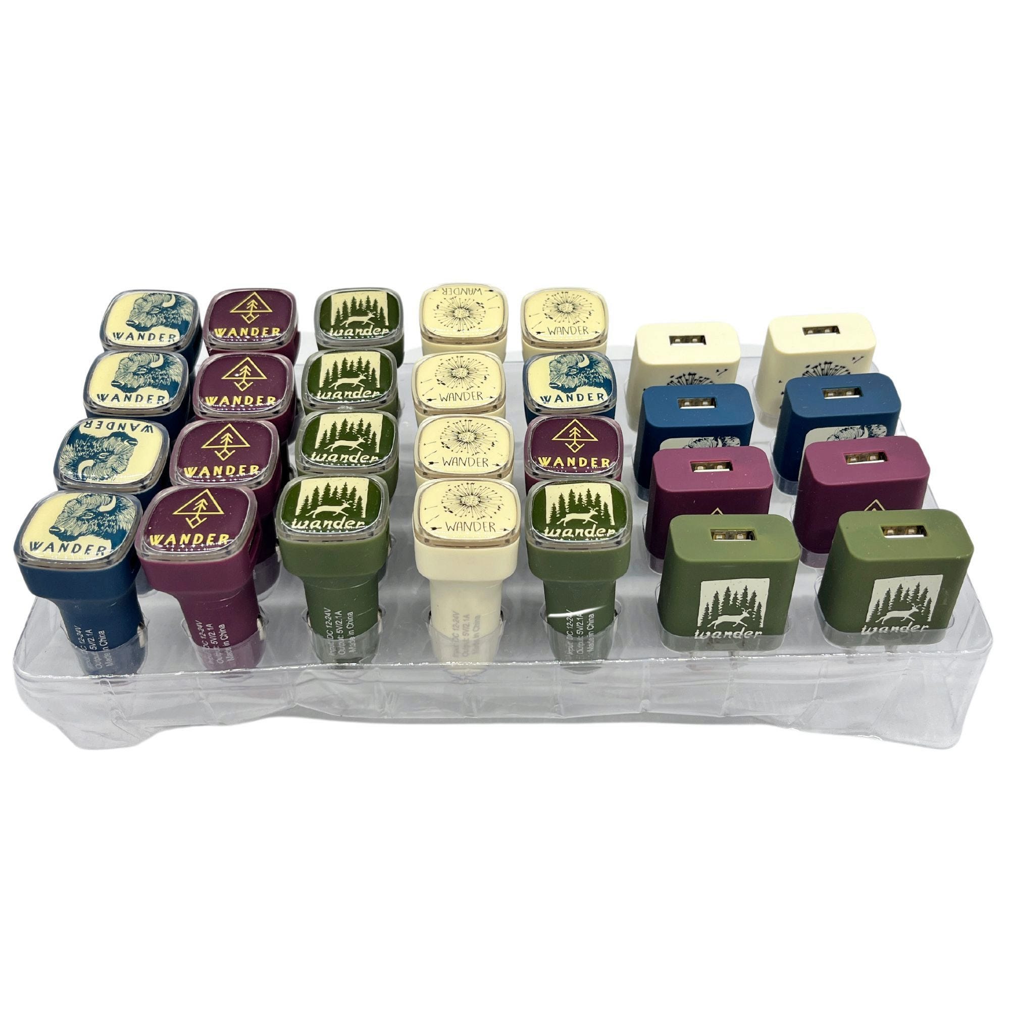 Wander Car and Wall CHARGER In Clear Plastic Shelf Display - Qty 56