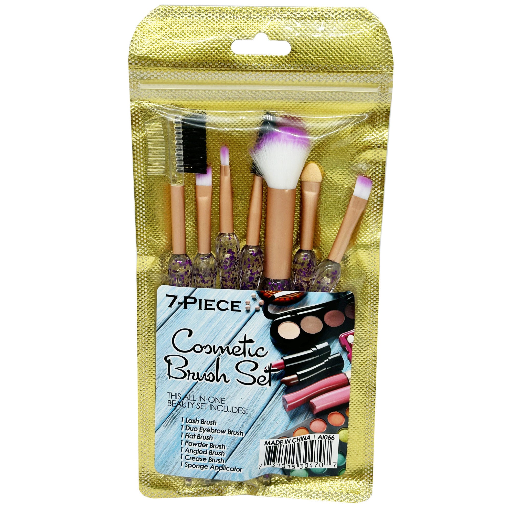 7 Pack Make-Up Brush Sets in Assorted Colors - Qty 24