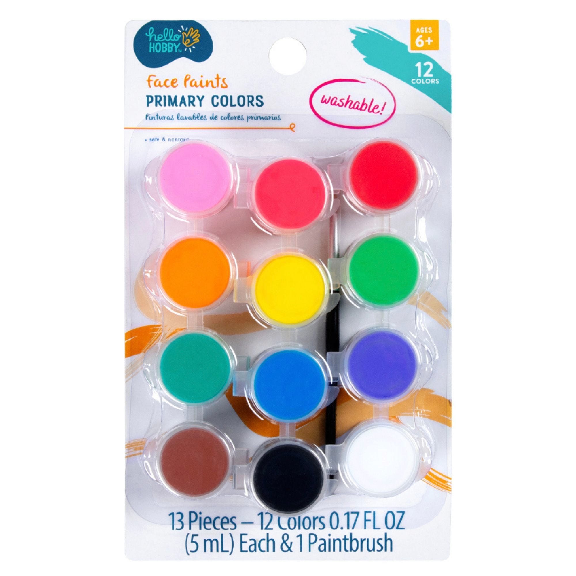Hello Hobby Washable 12 Color Face & Body Paint Set - Qty 20