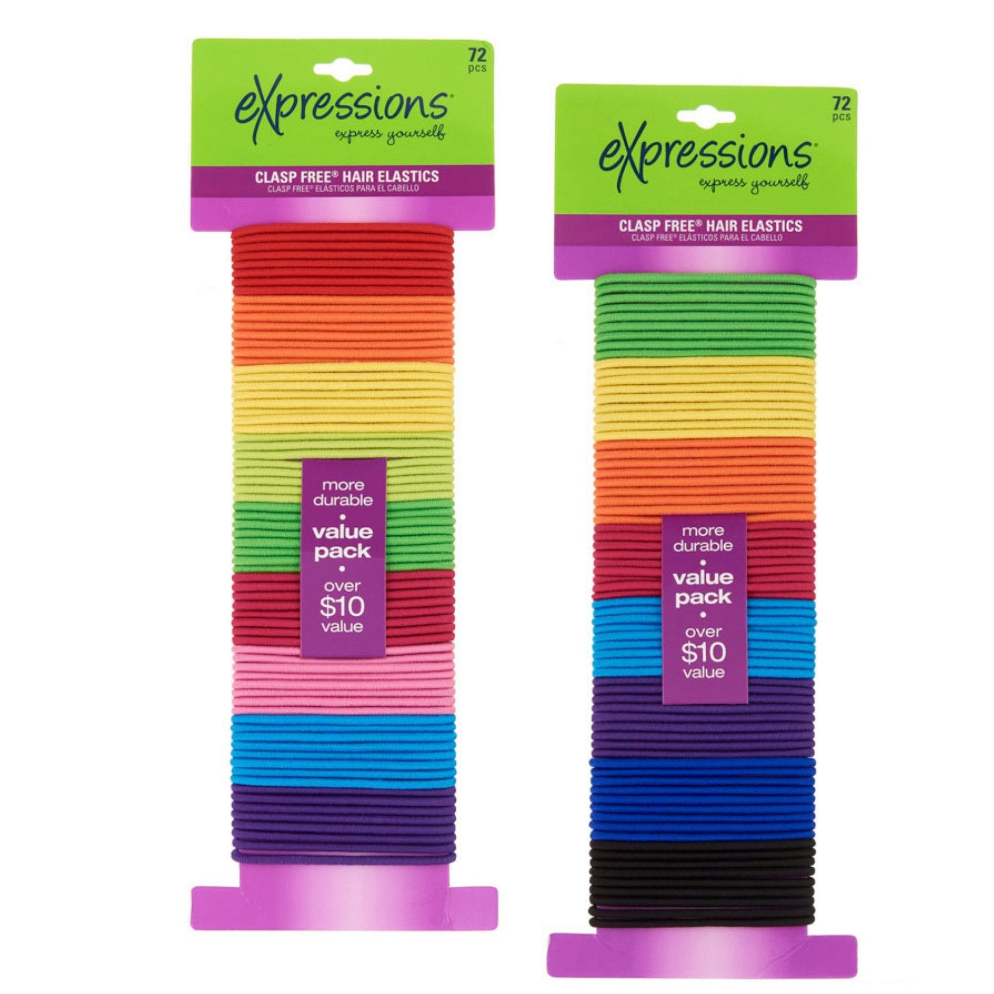Expressions 72 Piece Clasp Free Hair ELASTICs - Qty 20