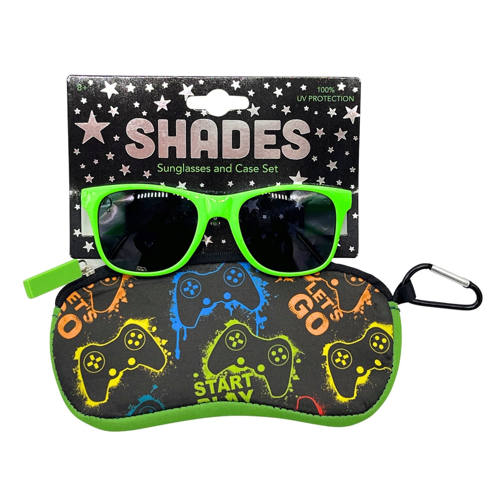 Luv Her Lime Green SUNGLASSES with Gaming Print Case - Qty 18