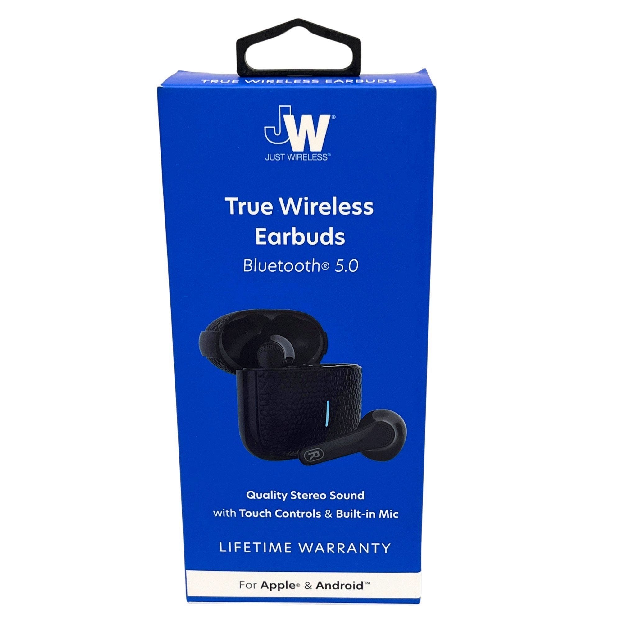 JW True Wireless Bluetooth 5.0 Earbuds with Touch Controls & Built-in Mic in Black - Qty 8