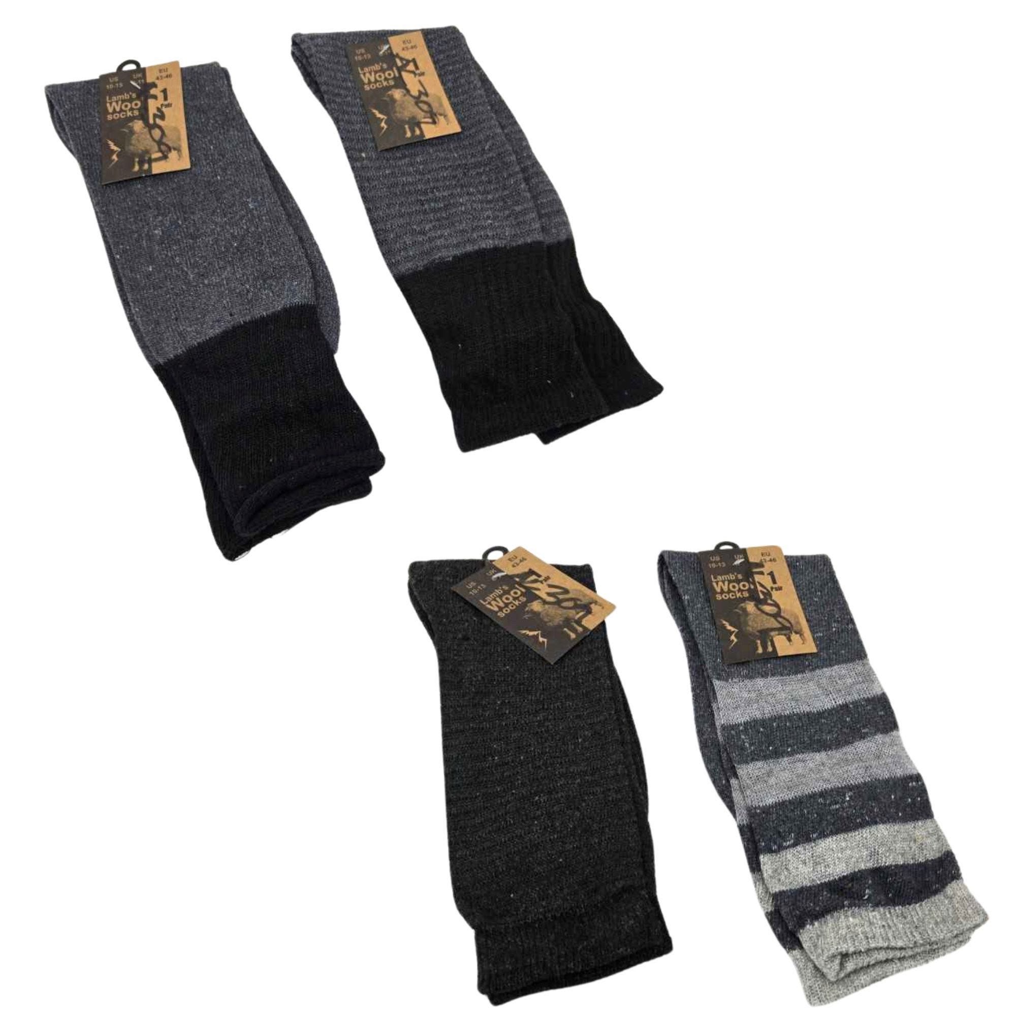 Lambs WOOL Crew SOCKS in Assorted Designs and Colors in Size 10-13 - Qty 24