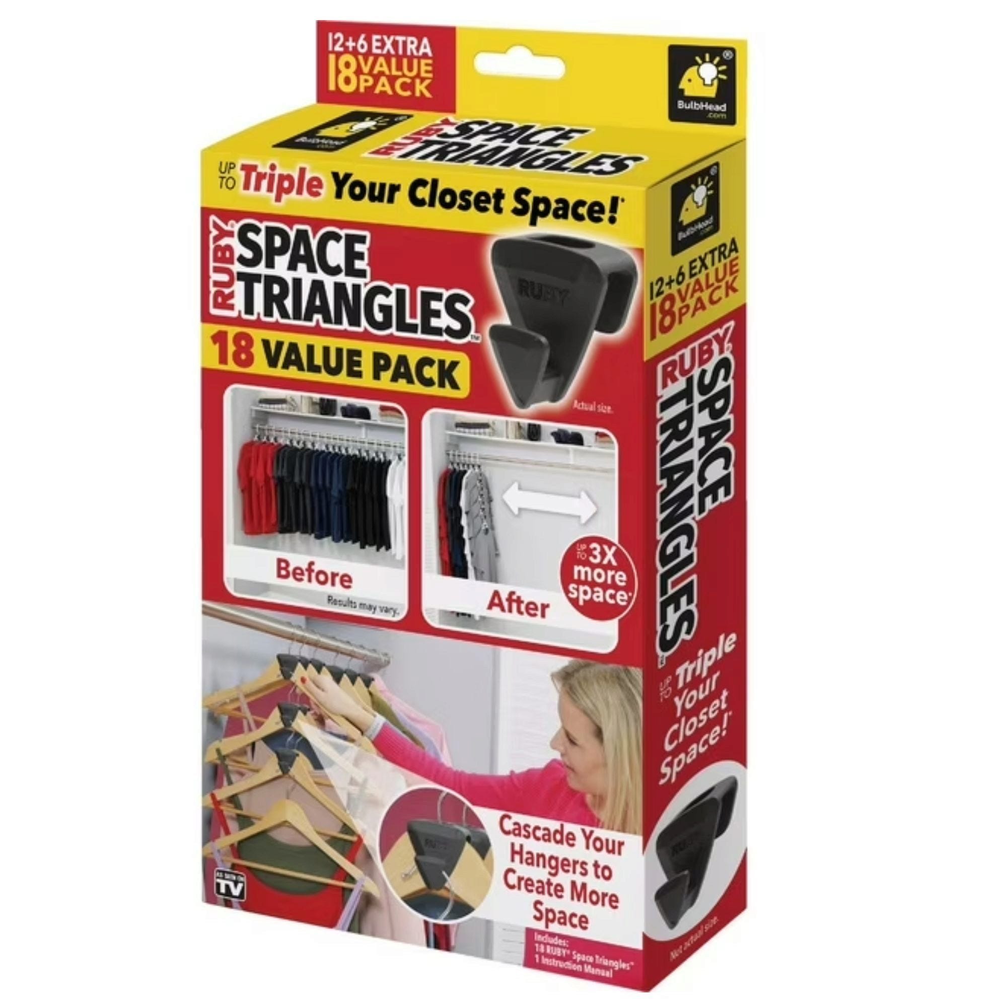 18 Pack Ruby Space Triangles Hanger Space Savers - Qty 6