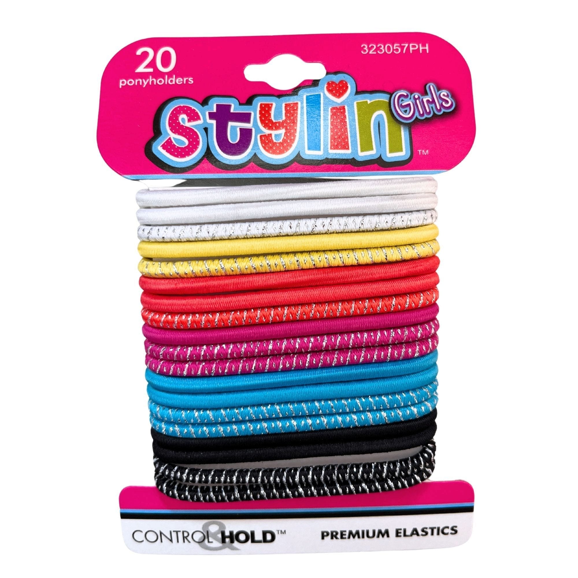 Stylin' Girls 20 Piece Premium Elasctics Ponyholders in Assorted Colors - Qty 36