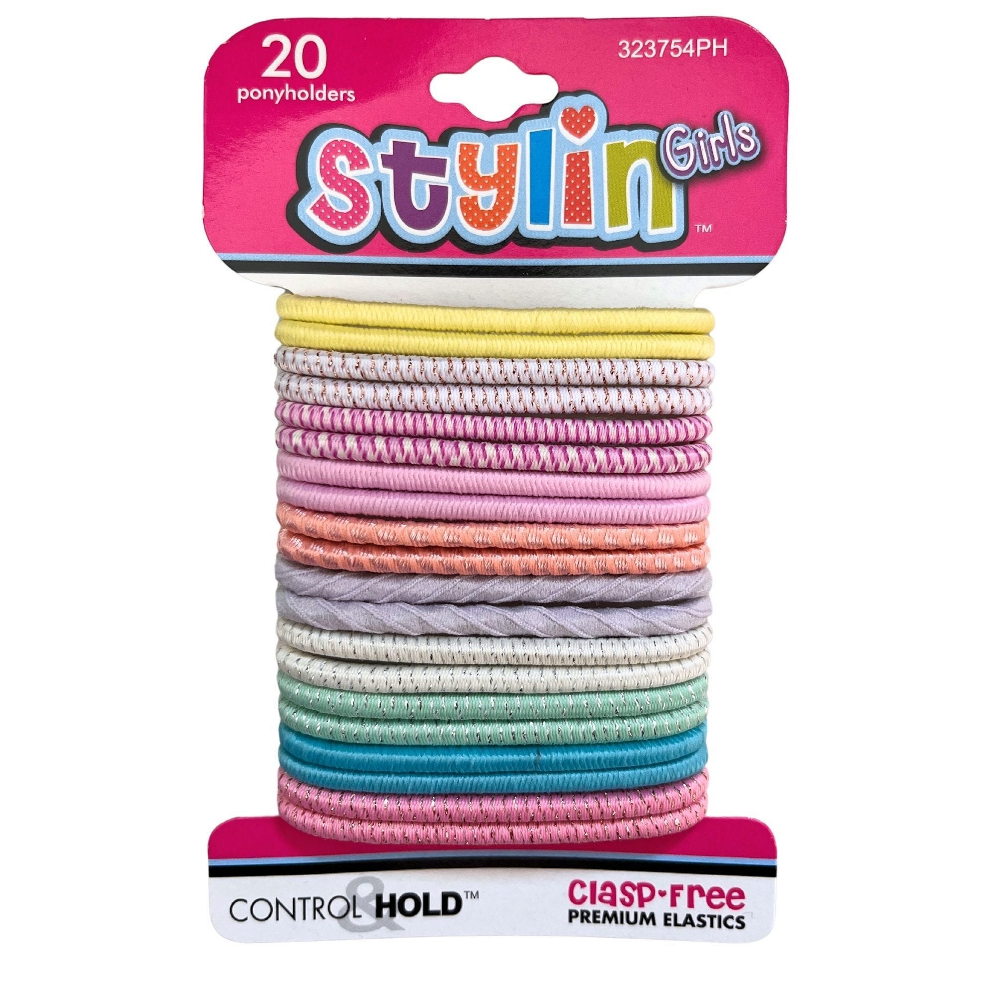 Stylin' Girls 20 Piece Clasp Free Premium ELASTICs Ponyholders in Assorted Colors - Qty 36