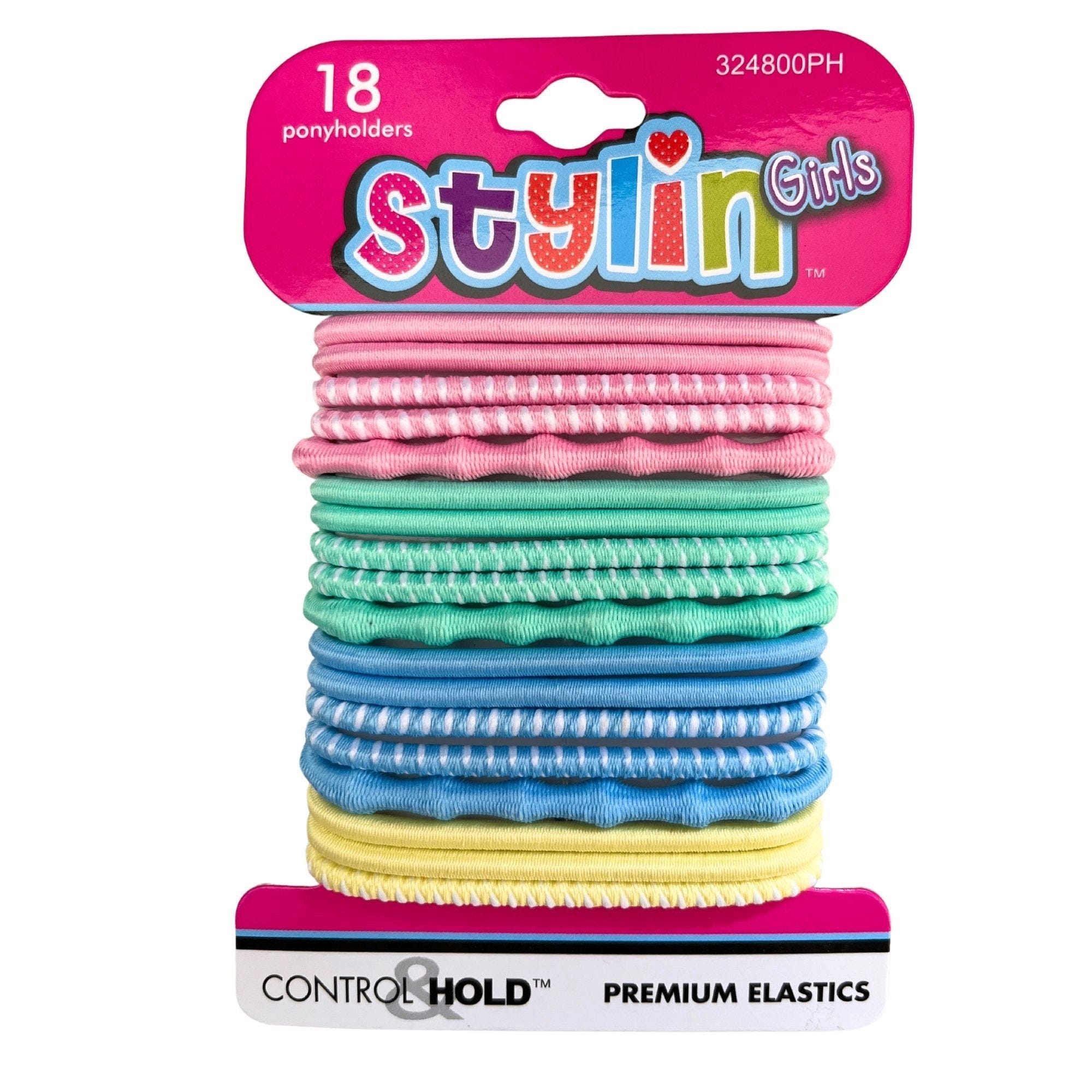 Stylin' Girls 18 Piece Premium ELASTIC Ponyholders in Assorted Pastel Colors - Qty 36