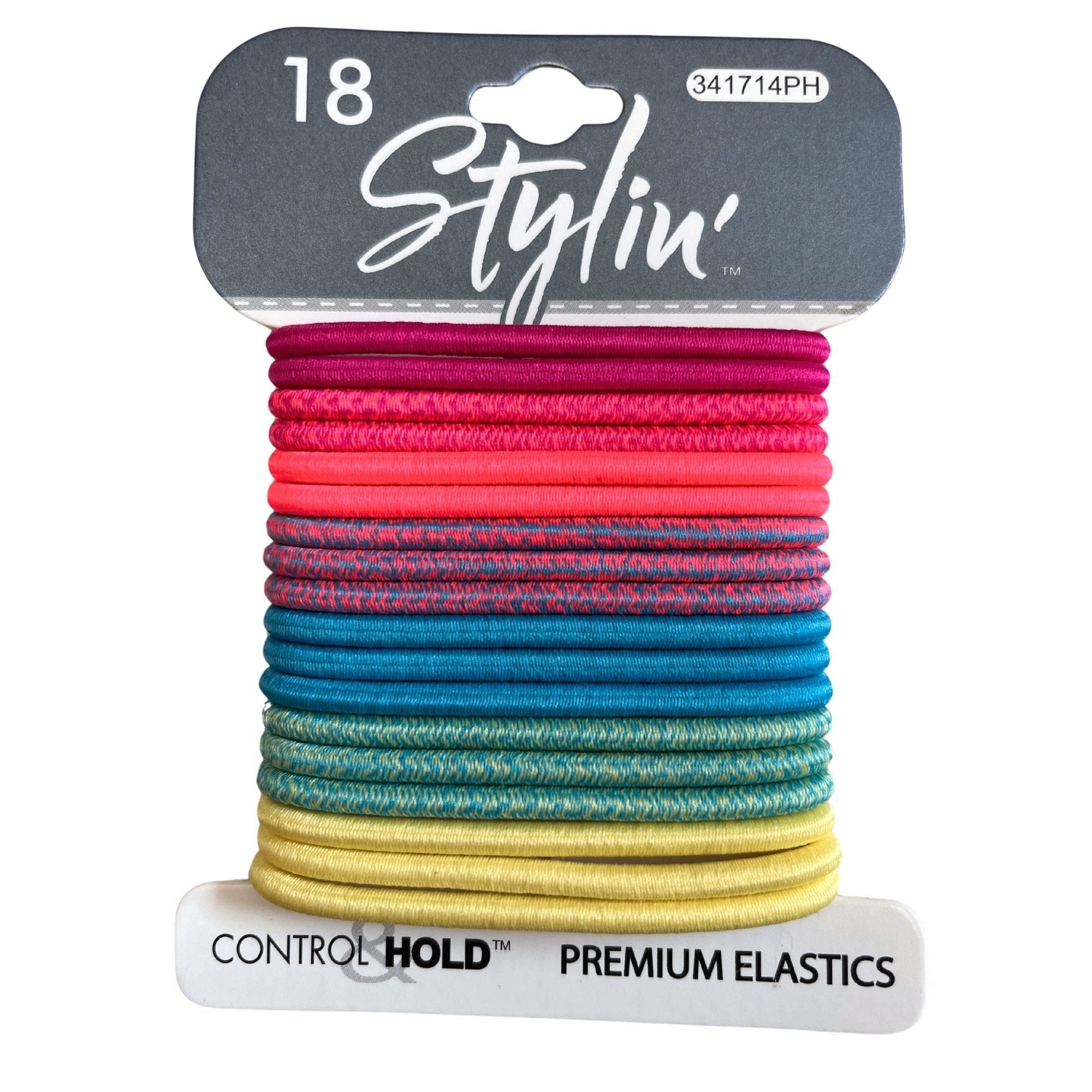 Stylin' 18 Piece Control Hold Premium Hair ELASTICs in Bright Neon Colors - Qty 36