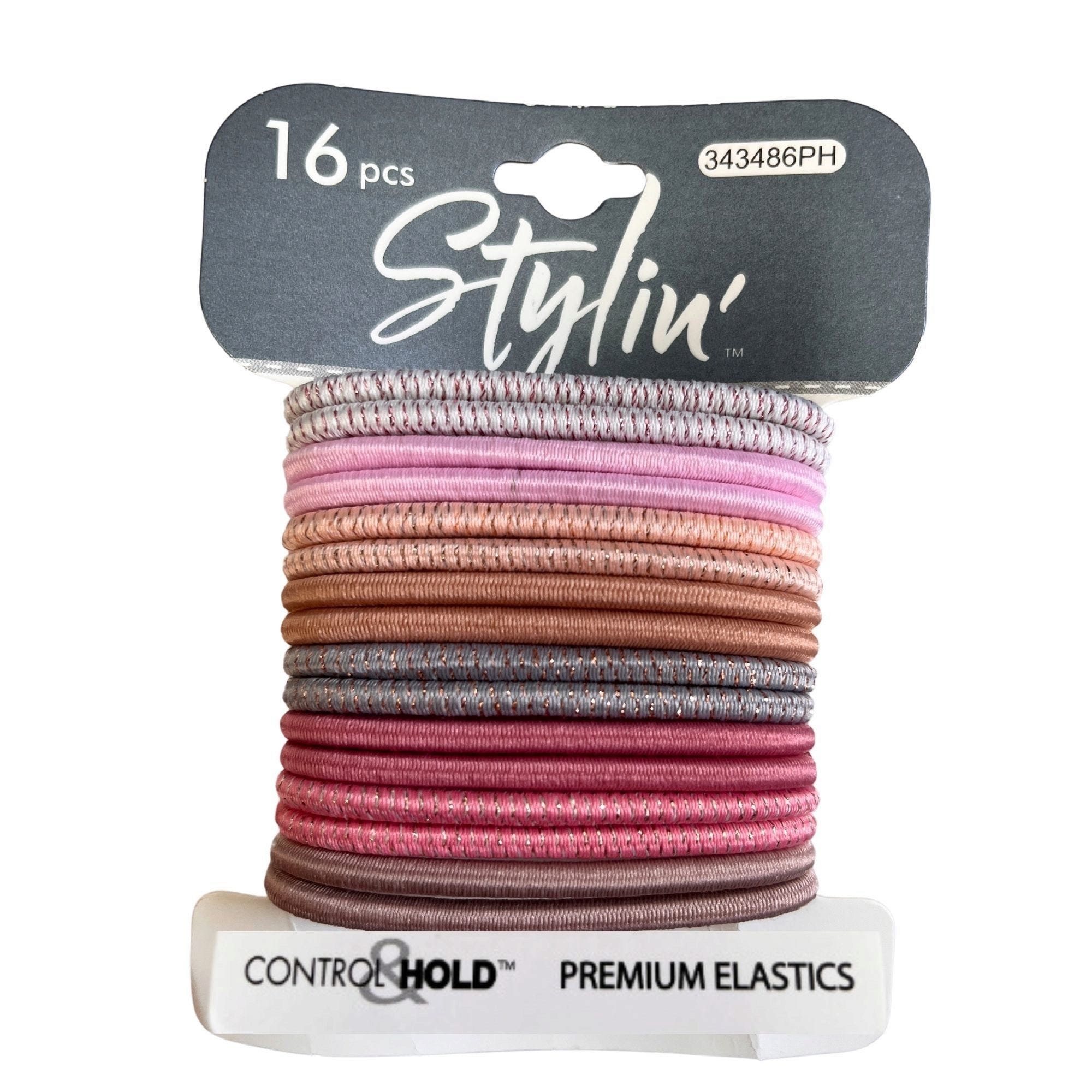 Stylin' 16 Piece Control Hold Premium Hair ELASTICs in Pink Tones - Qty 36